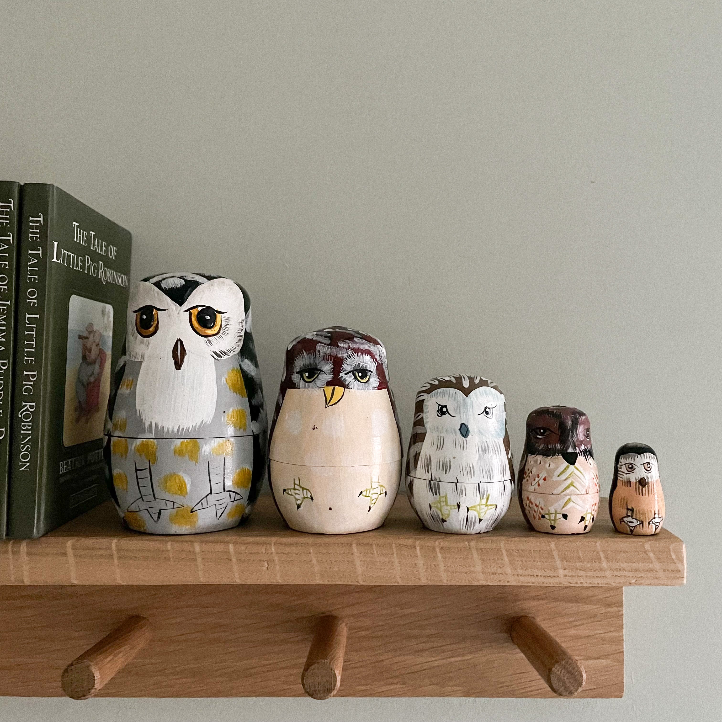 Vintage wooden nesting owl ‘Russian’ dolls - Moppet