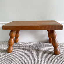 Load image into Gallery viewer, Vintage French oak bobbin stool with four legs - Moppet
