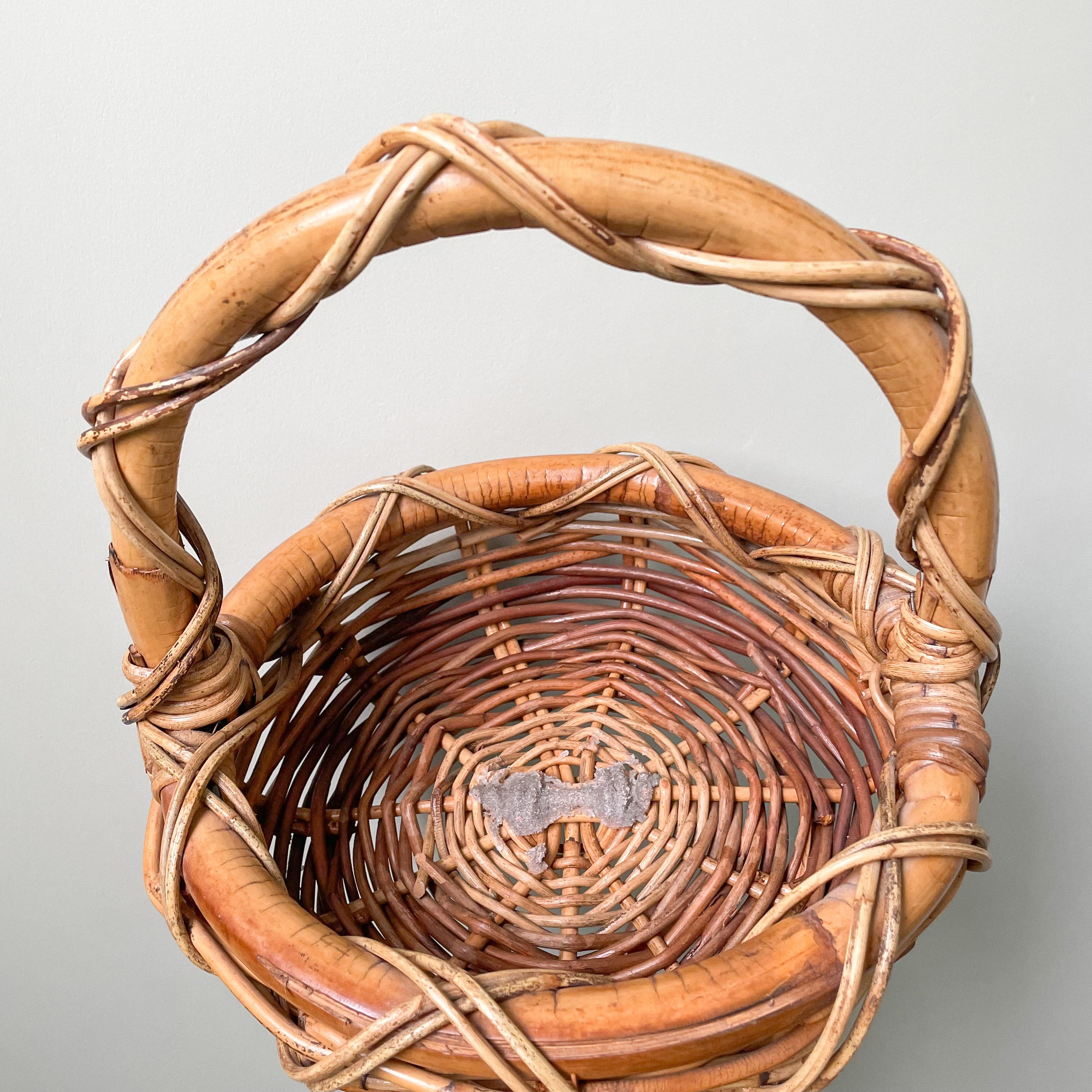 Large wicker and bamboo basket, Easter Basket with handle - Moppet