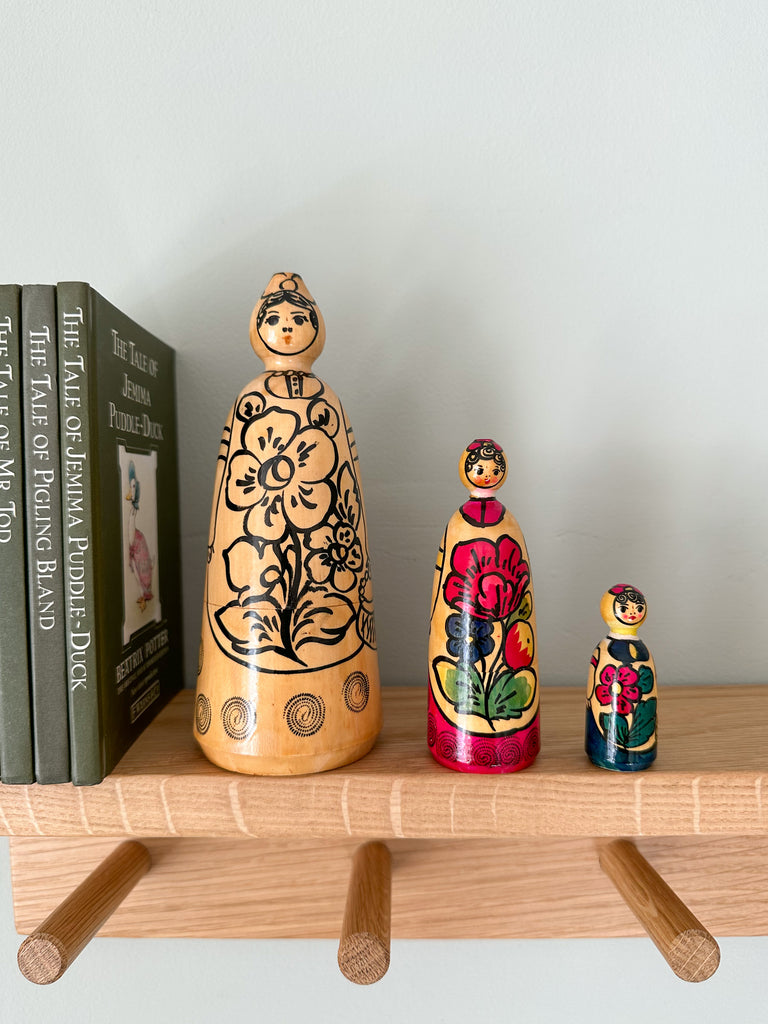 Vintage unusual wooden nesting Russian Matryoshka dolls - Moppet