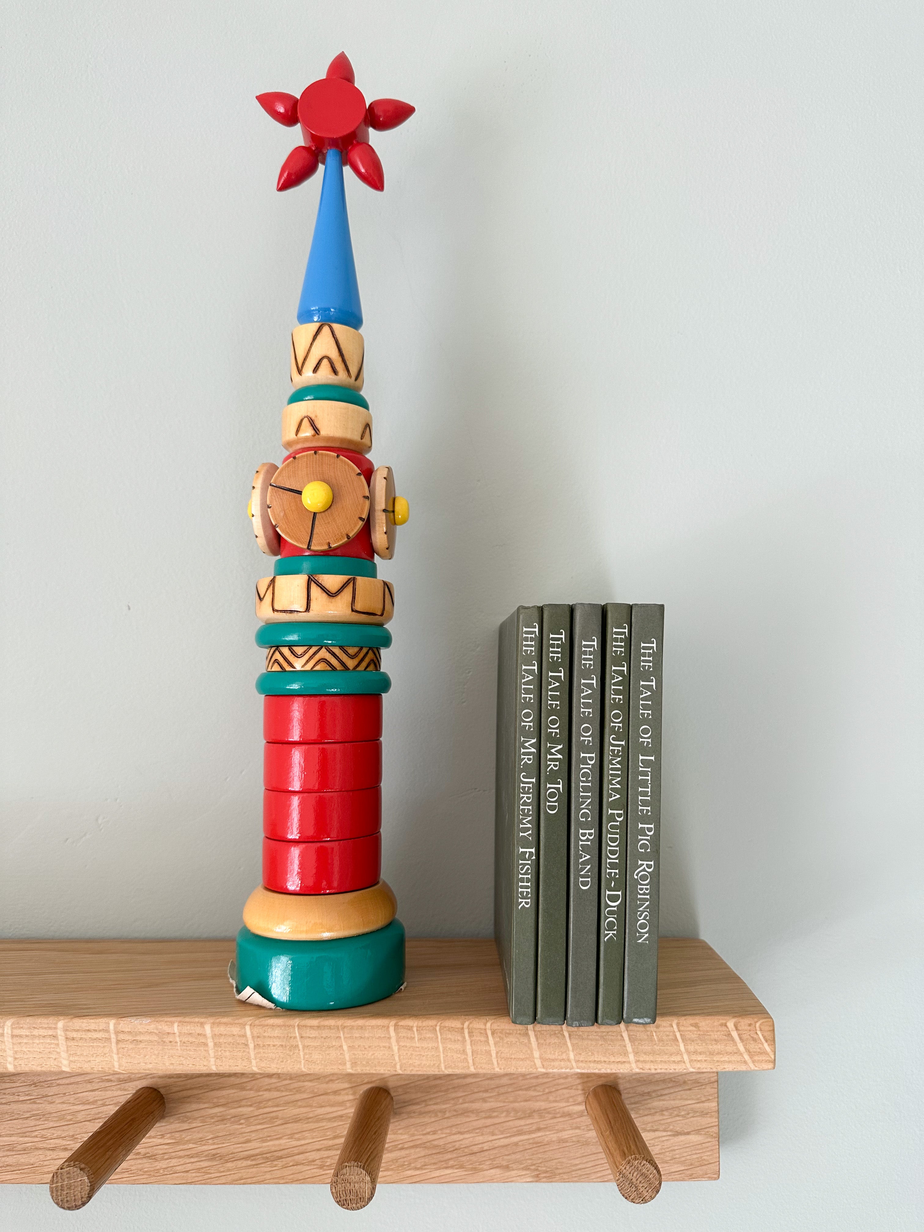 Vintage 1986 wooden stacking Russian clock tower - Moppet