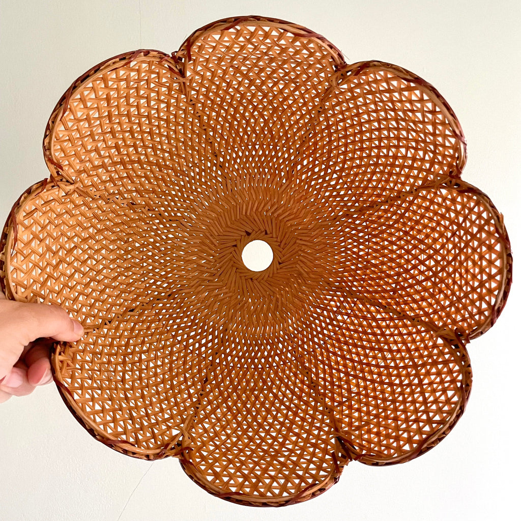 Vintage cane ceiling shade with a scalloped petal edge - Moppet