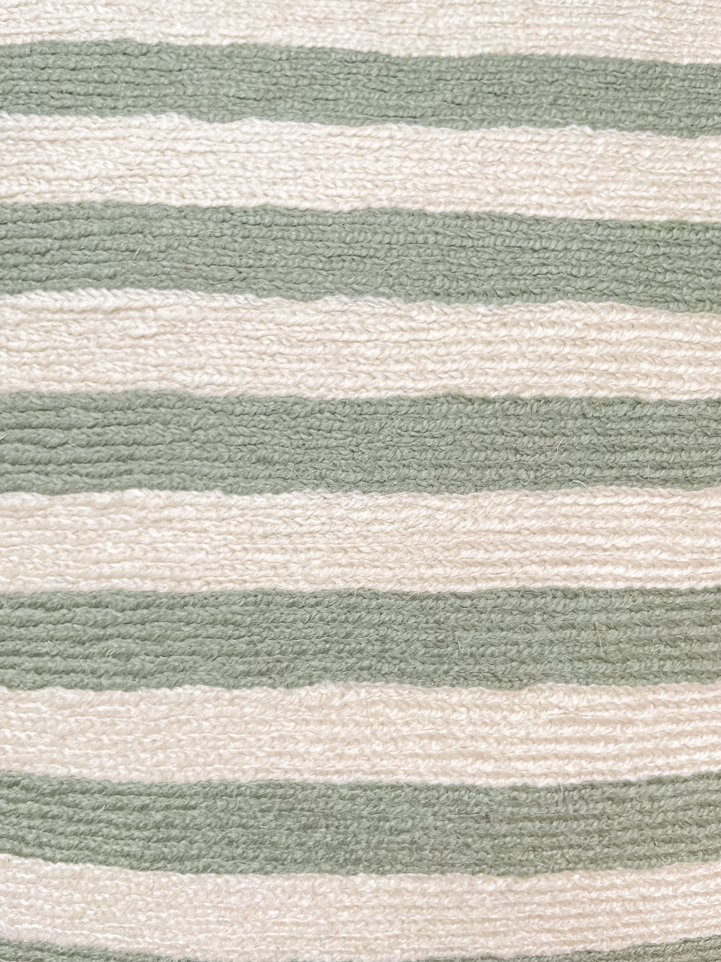 *NEW* Handmade crewel embroidered cushion cover | sage green stripe - Moppet