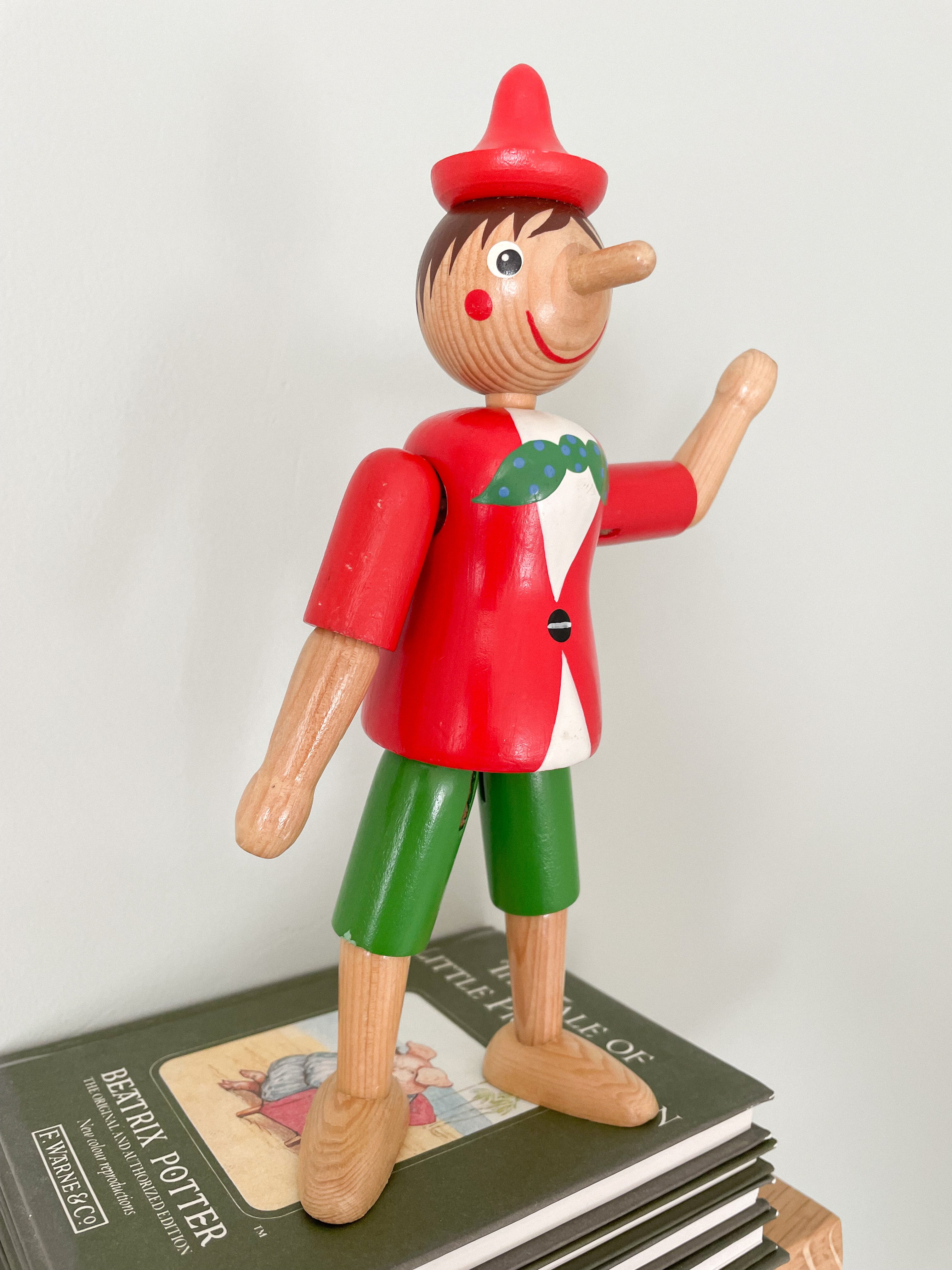 Vintage Italian wooden articulated wooden Pinocchio, by Sevi 1831 - Moppet