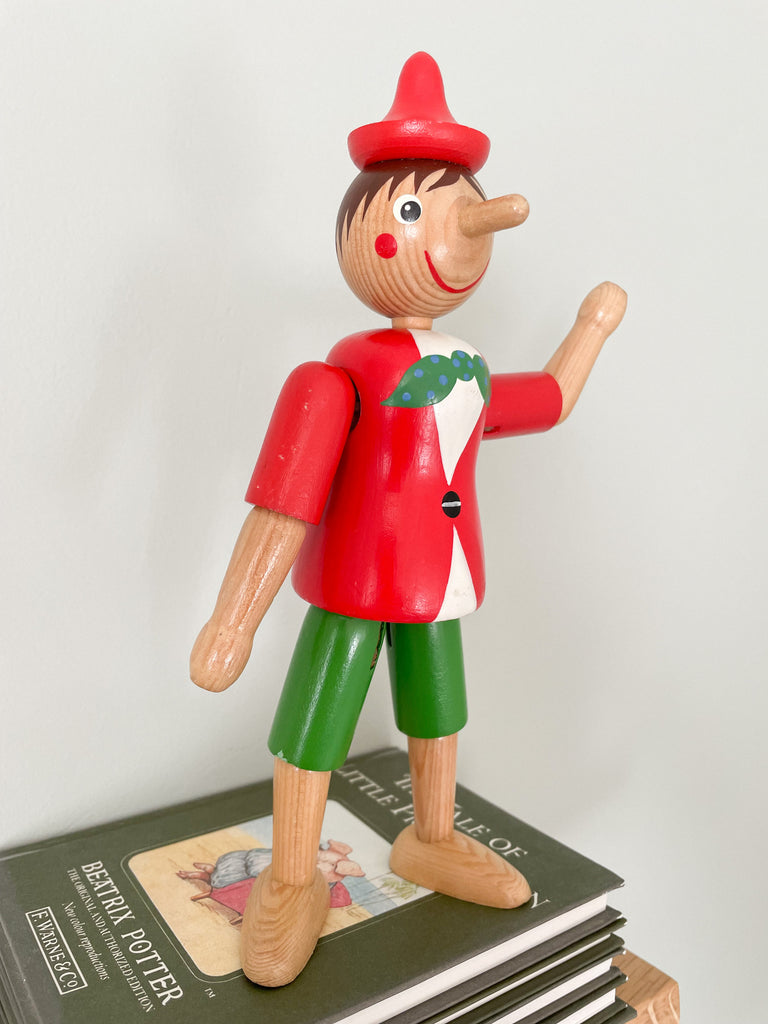 Vintage Italian wooden articulated wooden Pinocchio, by Sevi 1831 - Moppet