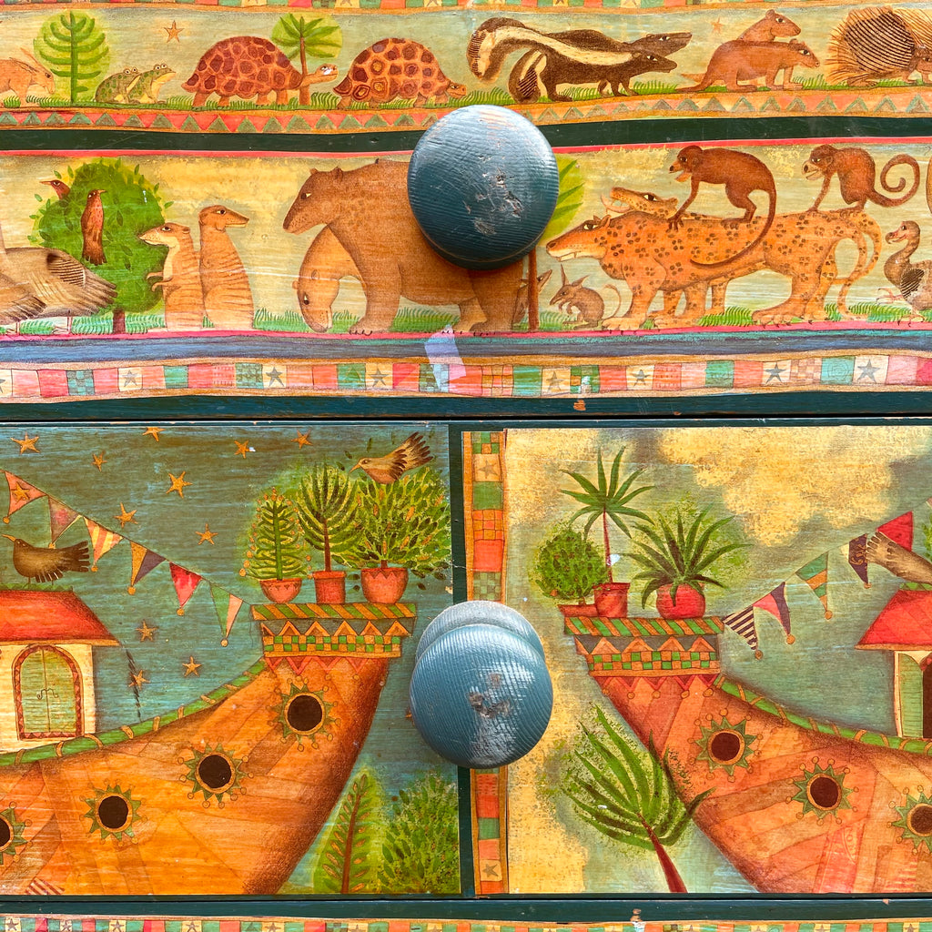 Vintage Edwardian chest of drawers with 1950s 'Noah's Ark' decoupage - Moppet