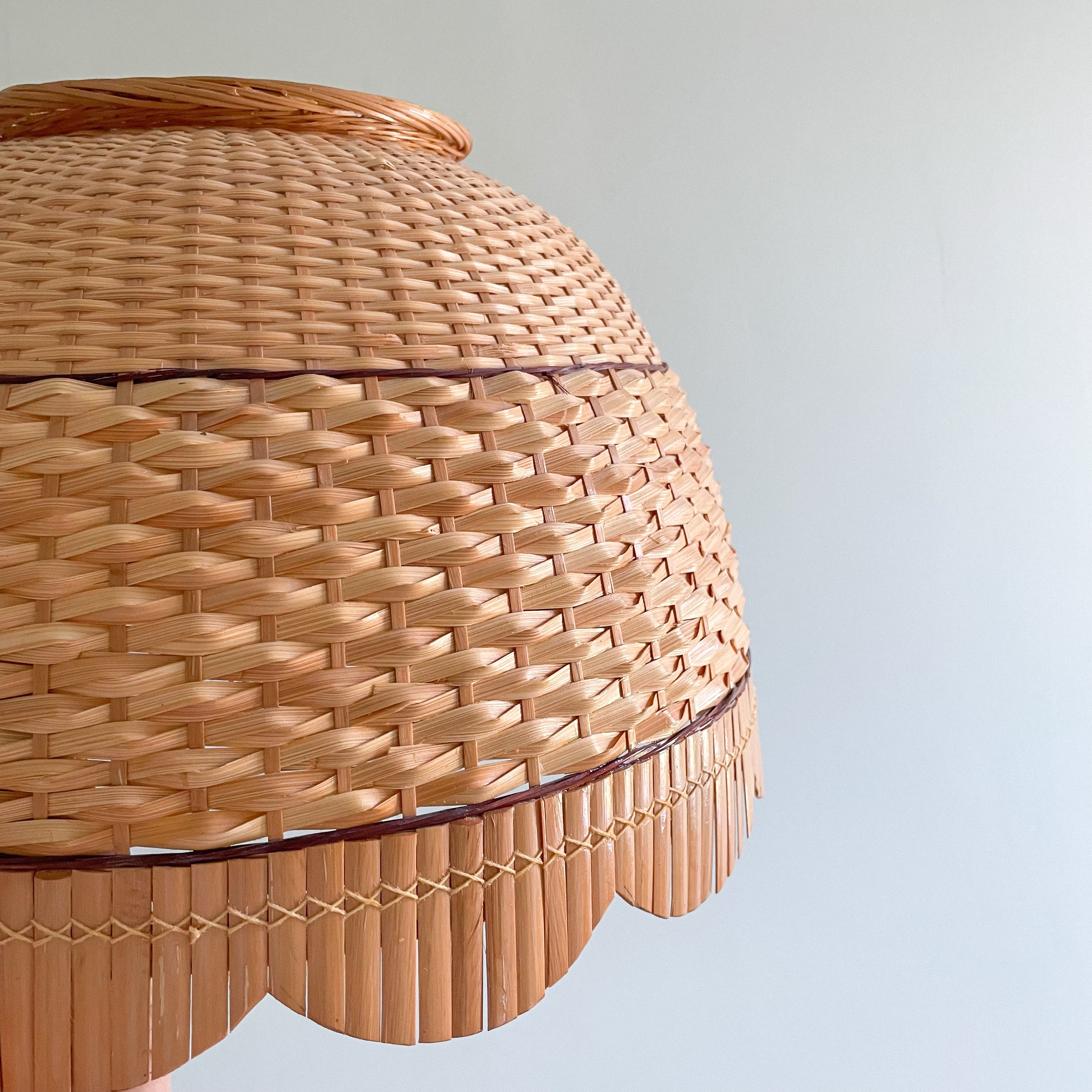 Vintage 1970s cane shade with a scalloped edge - Moppet