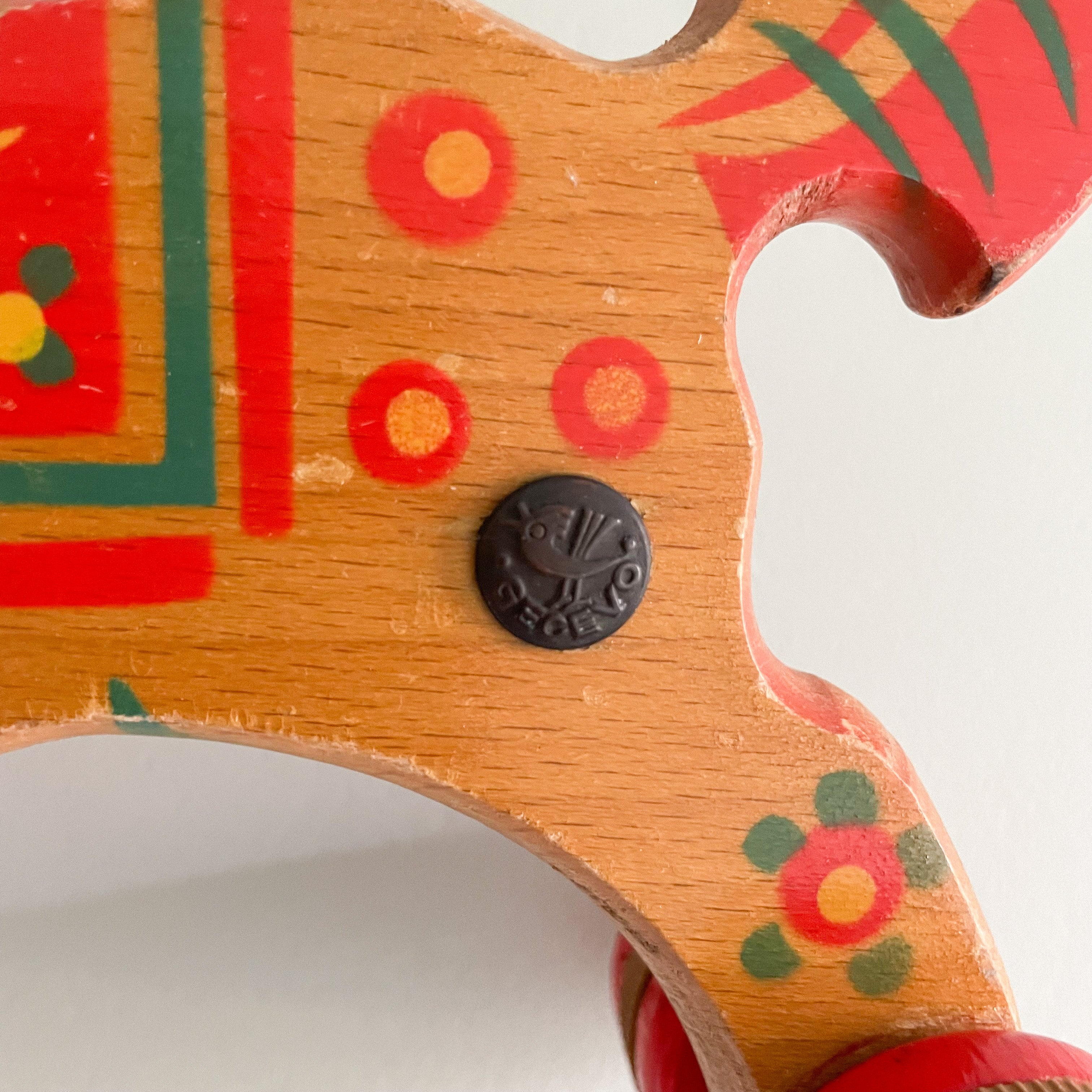 Vintage 1950s German wooden horse pull toy by Verhofa/Gecevo - Moppet