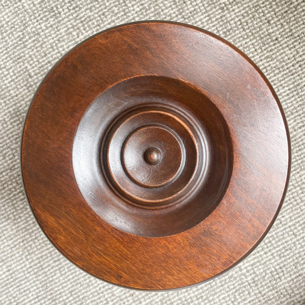 Vintage French oak low bobbin bullseye stool - Moppet