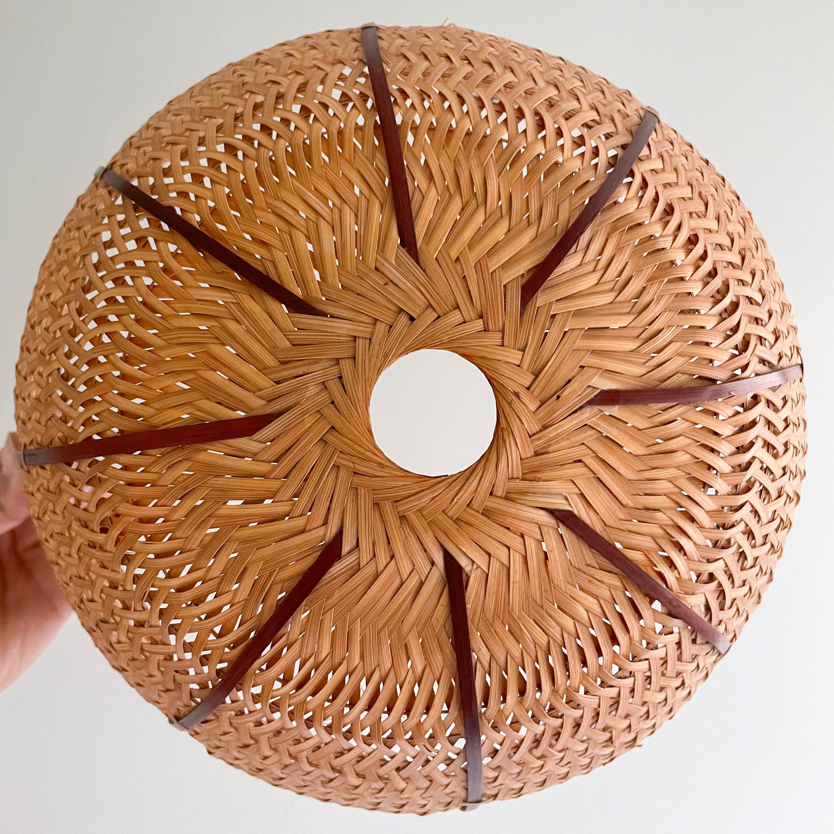 Vintage cane ceiling shade with a scalloped petal edge - Moppet