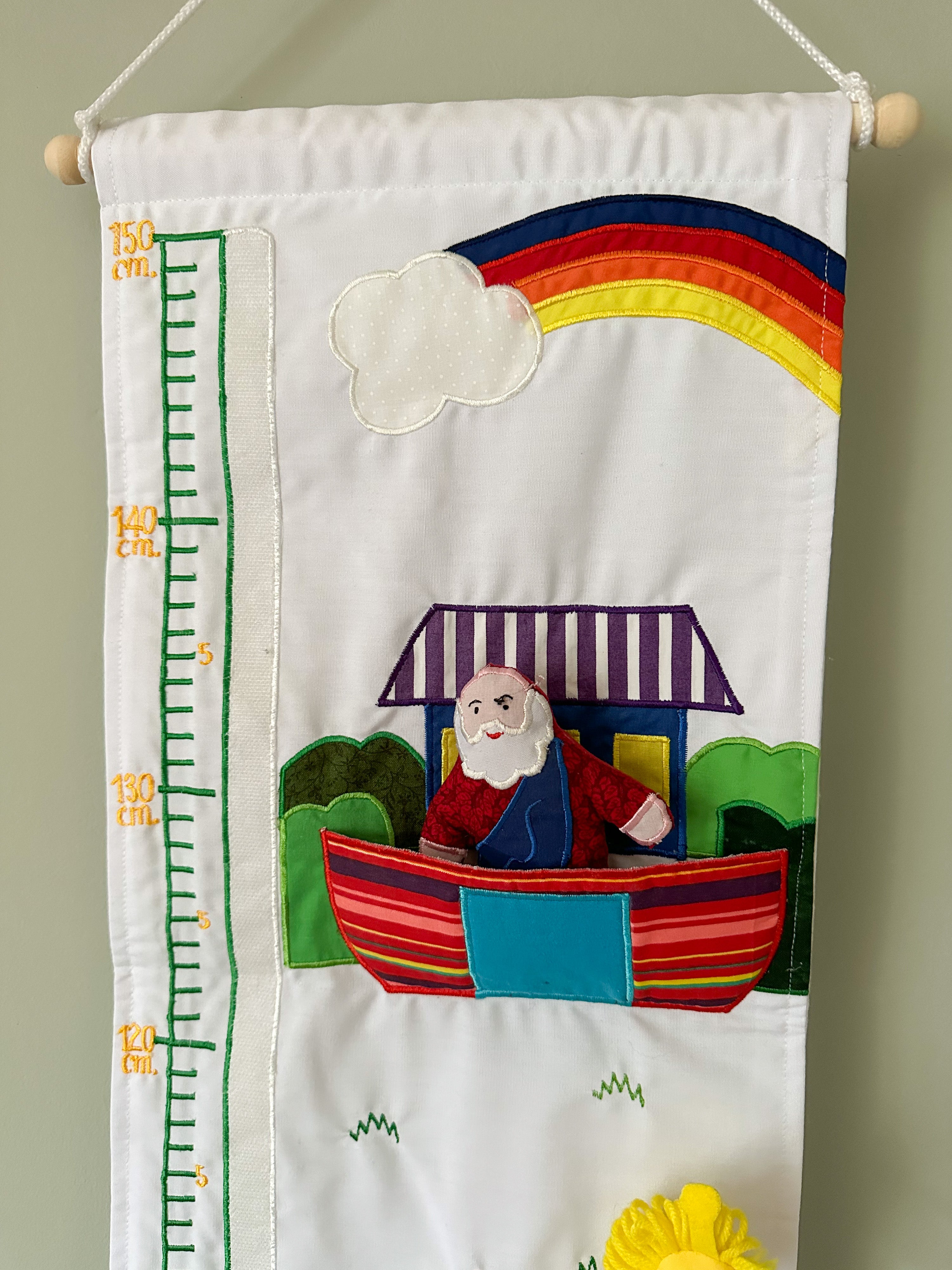 Vintage Noah’s Ark fabric height chart / growth chart / measuring stick - Moppet