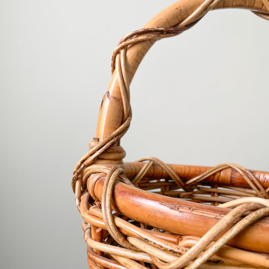 Large wicker and bamboo basket, Easter Basket with handle - Moppet