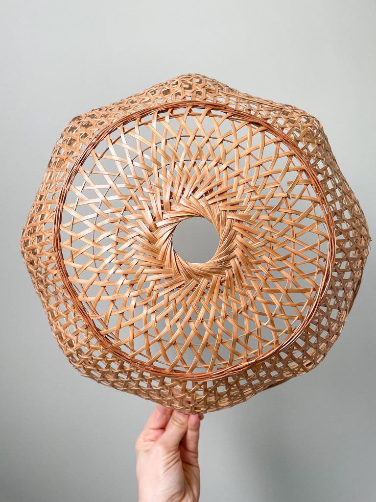 Vintage woven rattan wicker ceiling shade with a wavy edge - Moppet