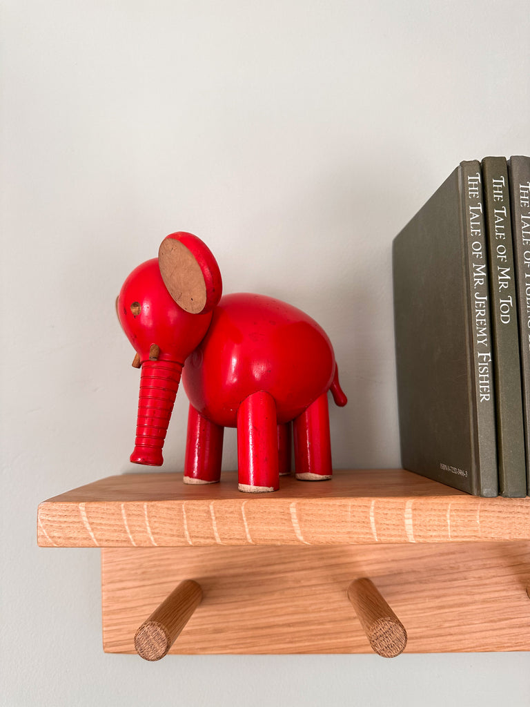 Vintage 1950s Swedish wooden red elephant, by BRIO - Moppet