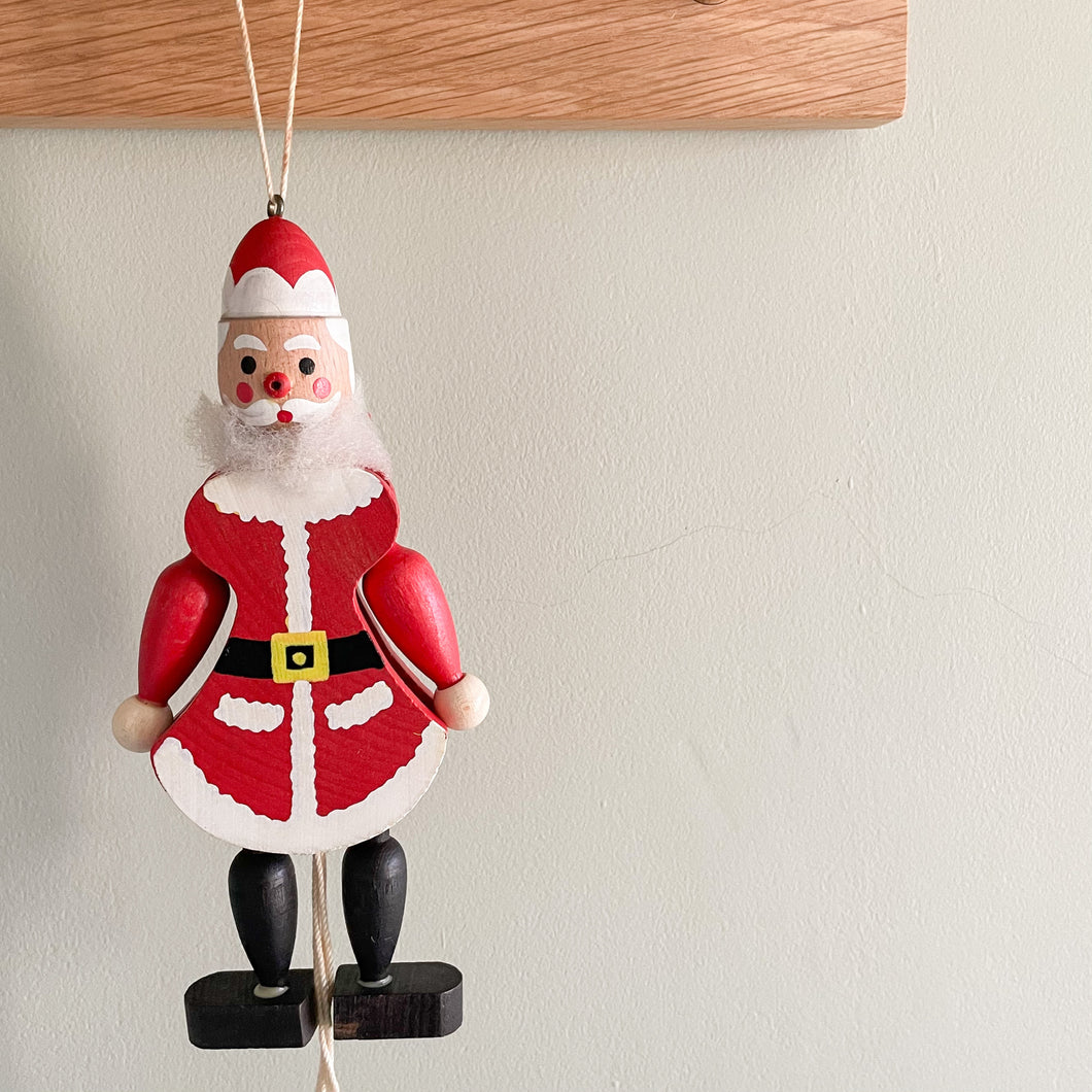 Vintage Austrian wooden Father Christmas ‘Hampelmann’ jumping-jack pull toy, by FAMO - Moppet