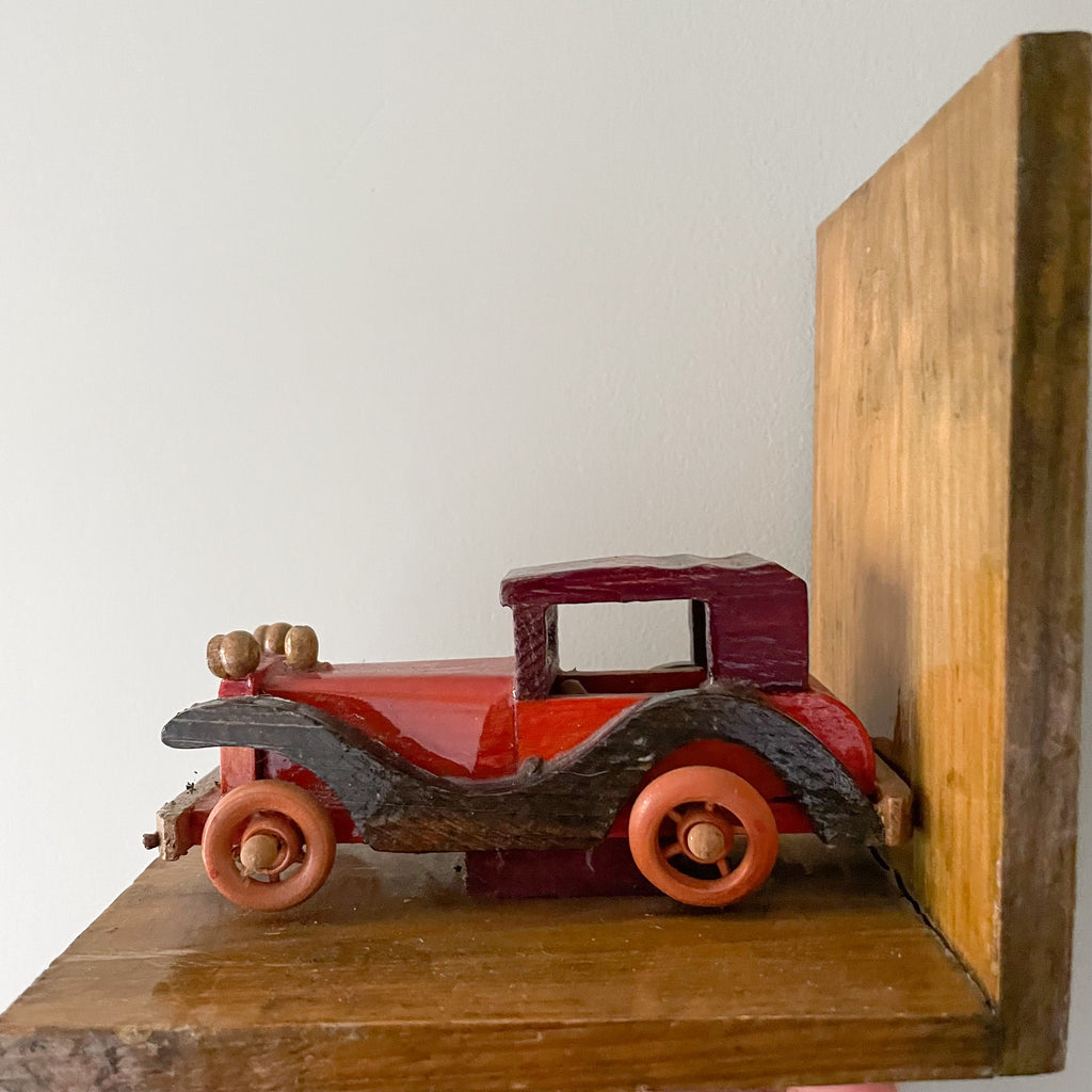 Pair of vintage wooden classic car bookends - Moppet