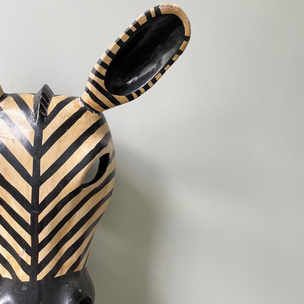 Vintage wooden zebra head – hand carved zebra, African wall art - Moppet