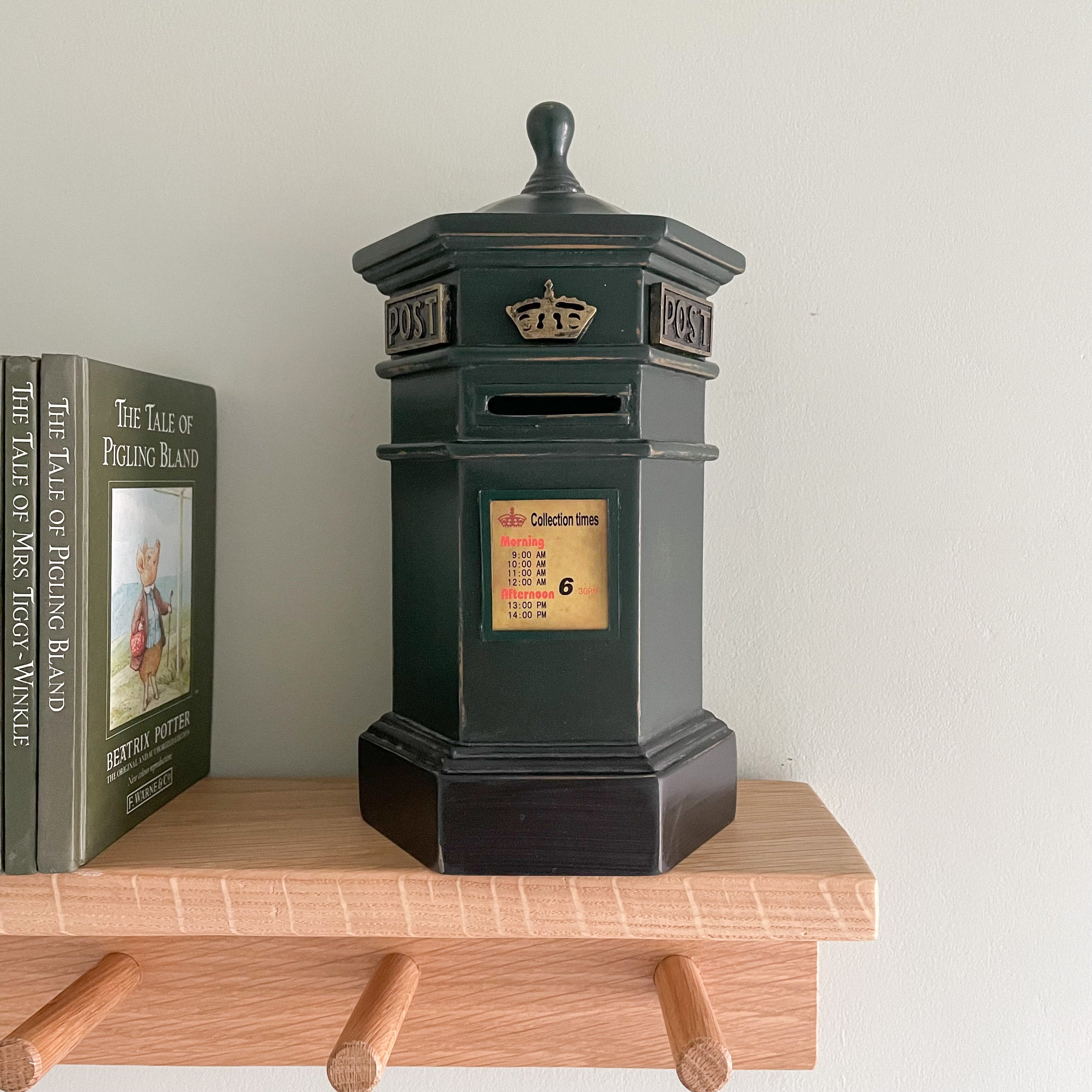 Vintage wooden hexagonal ‘Penfold’ green post box money box - Moppet