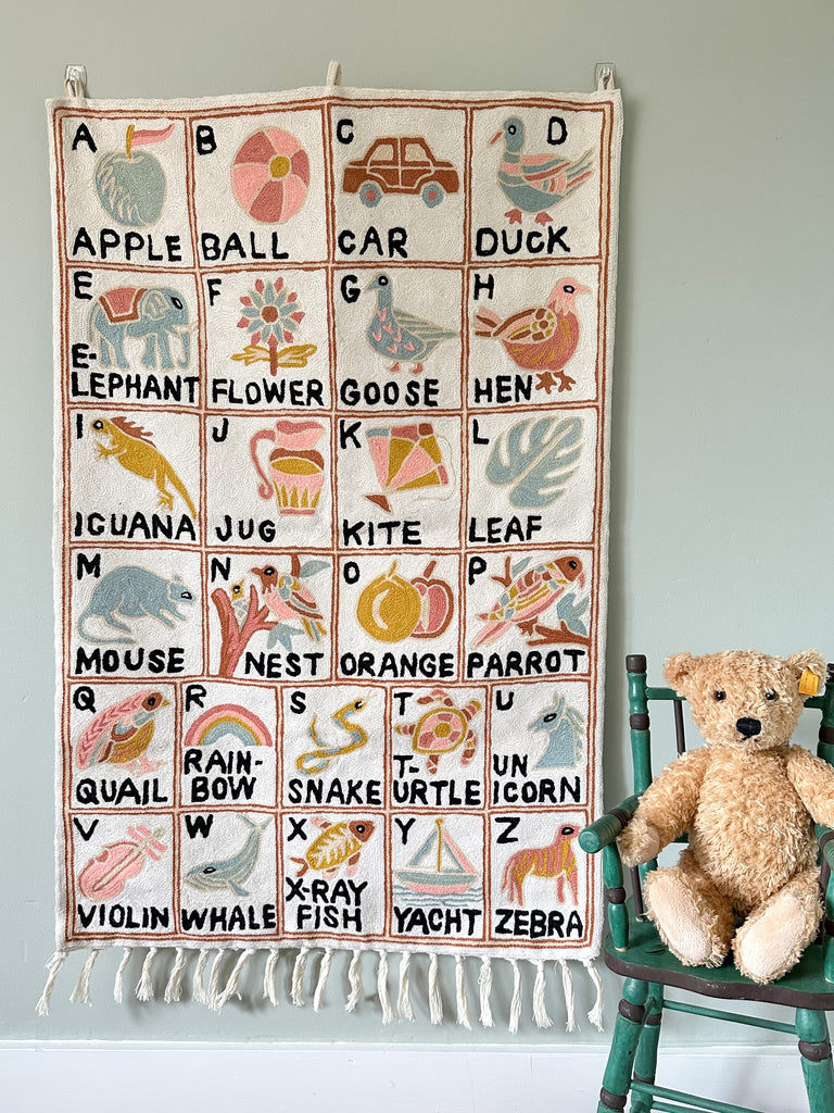 Handmade alphabet ABC crewel wall hanging tapestry |  Aru - Moppet