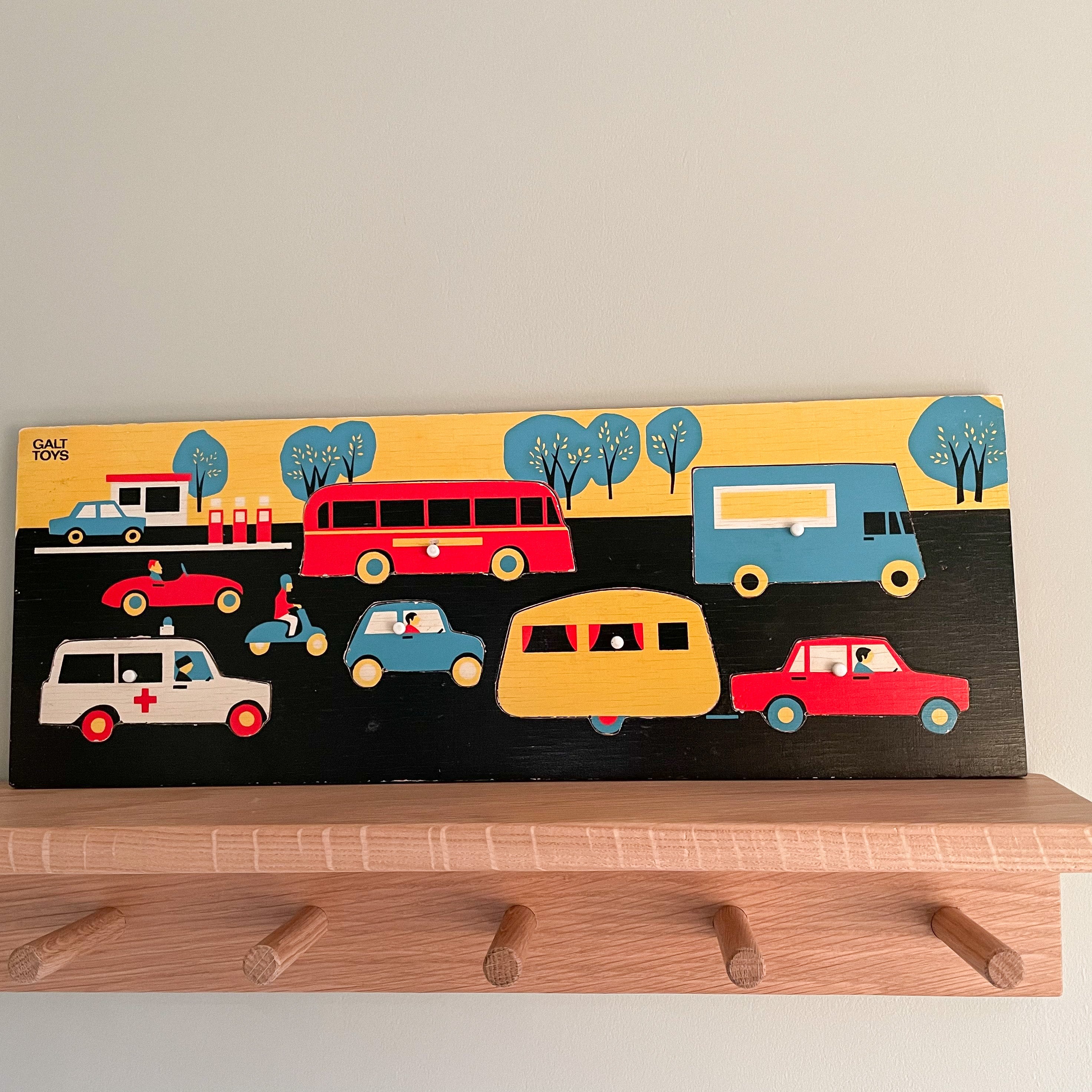 Vintage 1960s wooden cars and transport puzzle, by GALT - Moppet