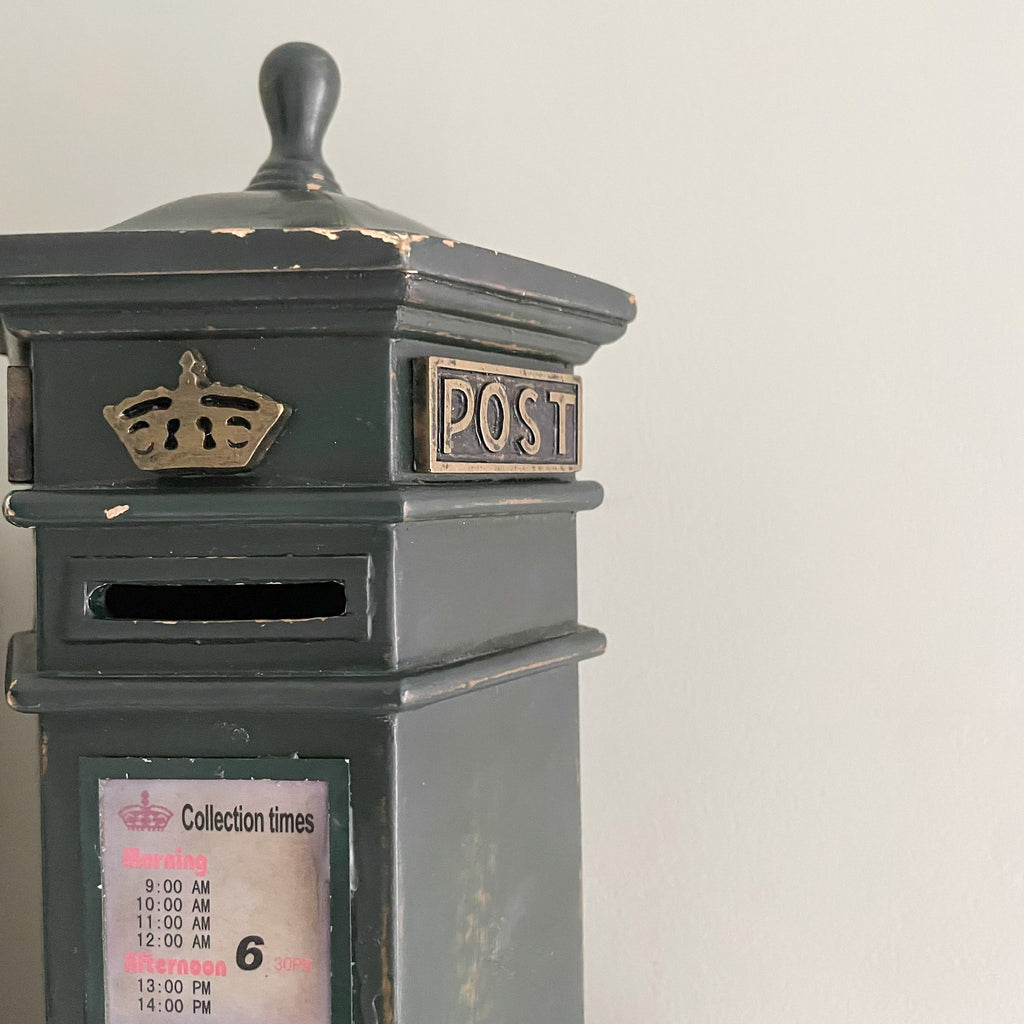Vintage wooden hexagonal ‘Penfold’ green post box money box - Moppet