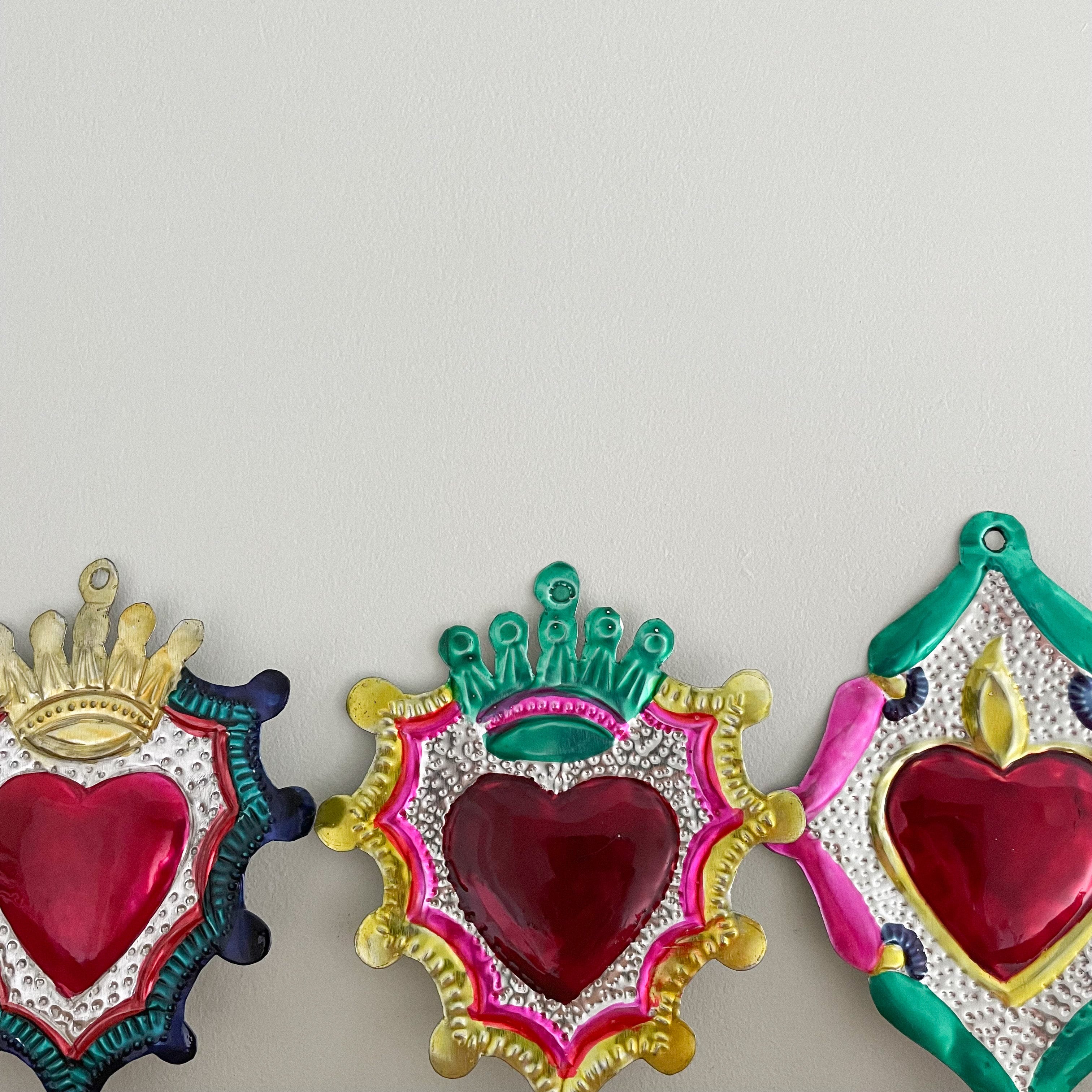 Handmade Mexican Folk Art Tin Heart Milagro - Moppet