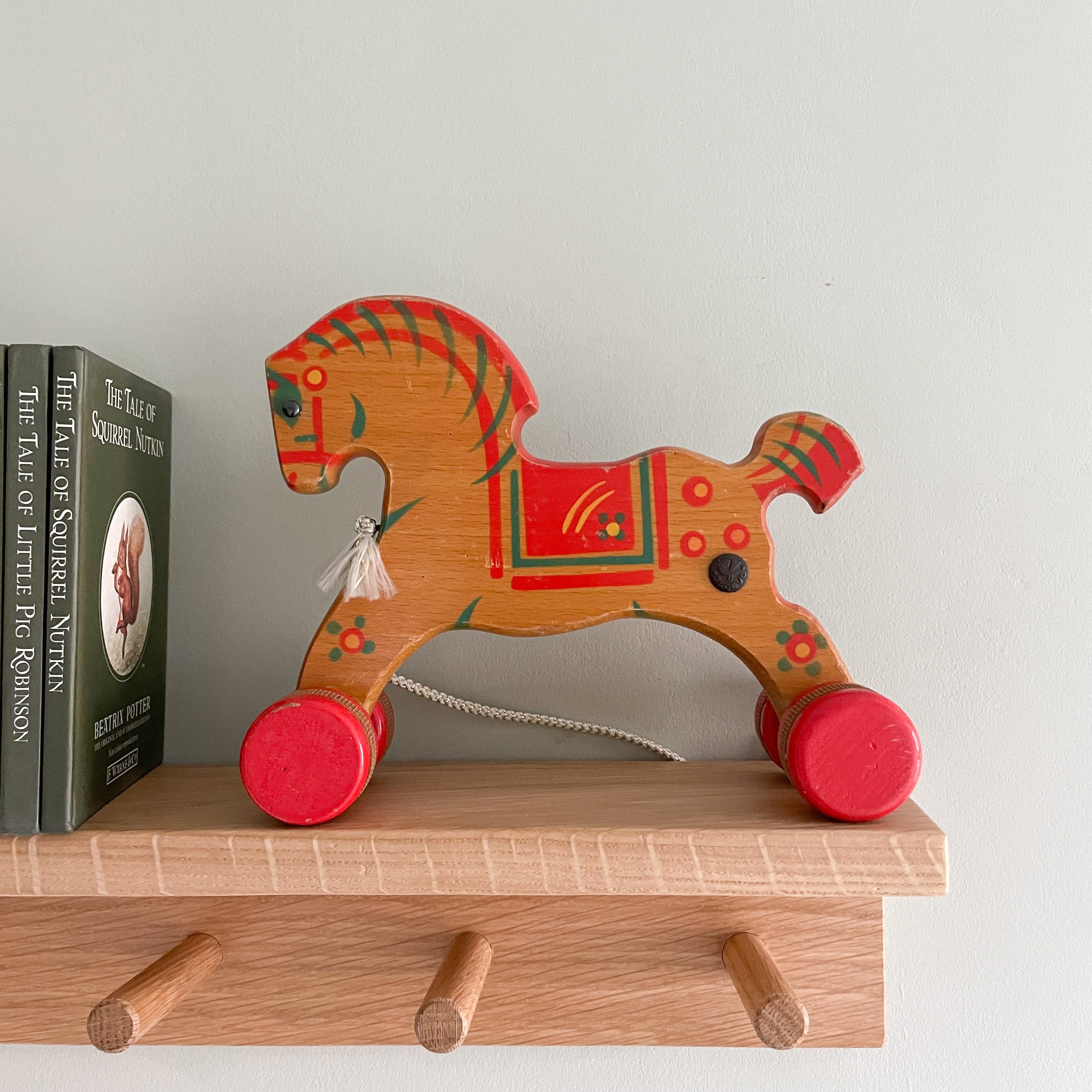 Vintage 1950s German wooden horse pull toy by Verhofa/Gecevo - Moppet