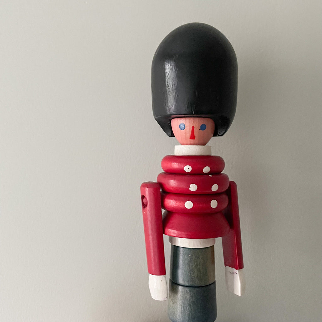 Vintage 1970s Czech wooden stacking toy soldier - Moppet