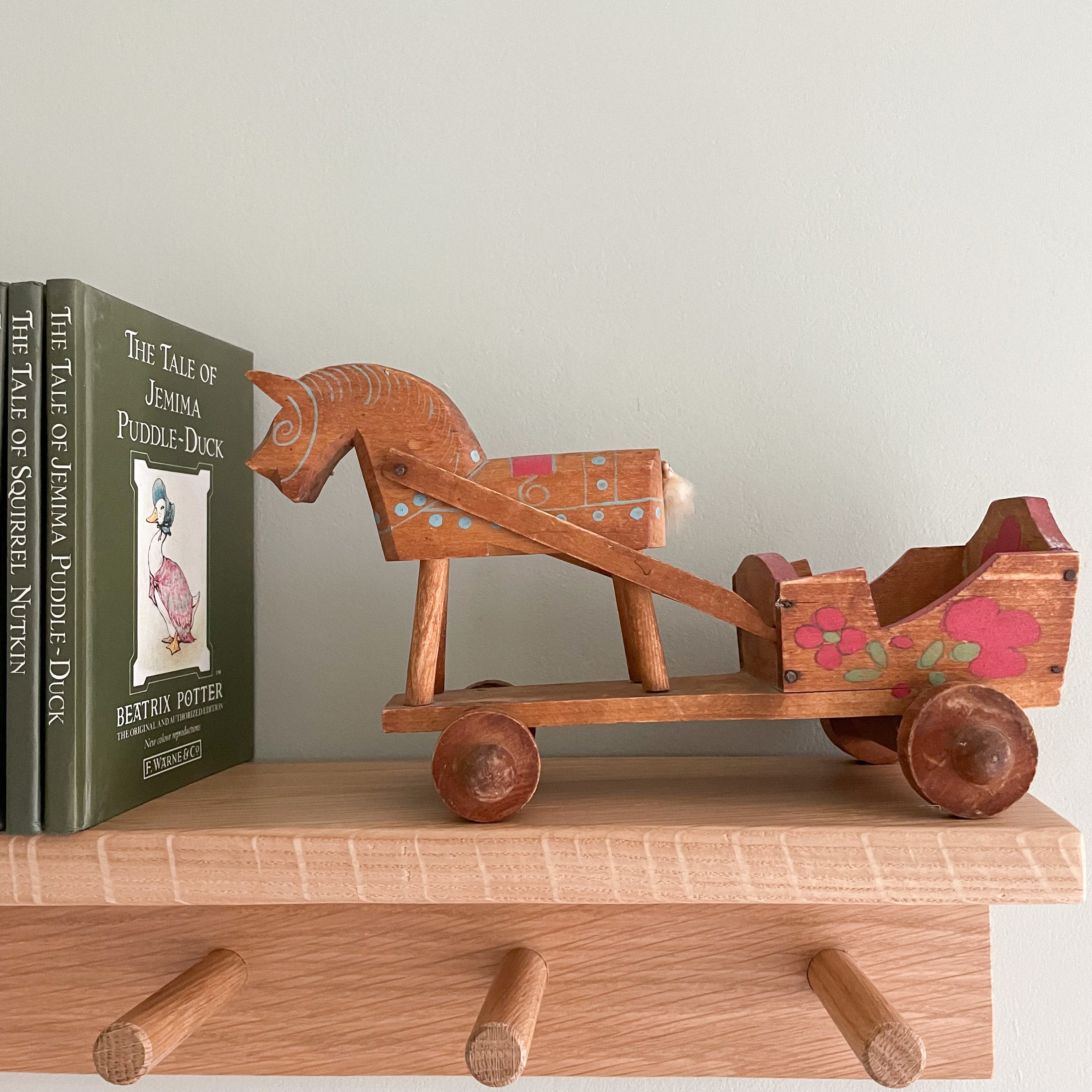 Vintage 1940/50s wooden folk art horse and cart - Moppet