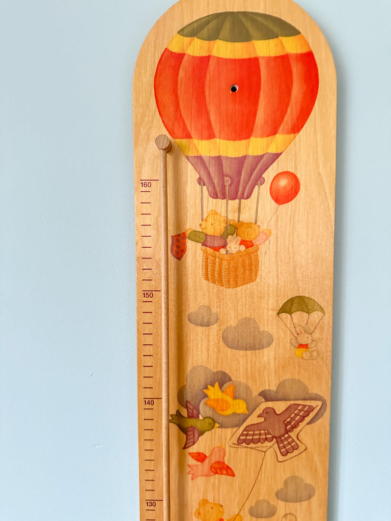 Vintage German teddy bear height chart / growth chart / measuring stick, by German toy brand Selecta Spielzeug - Moppet