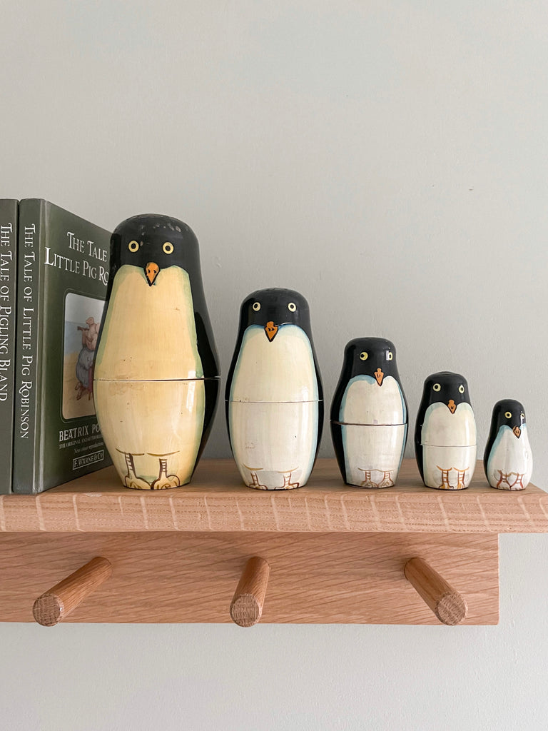 Vintage wooden penguin nesting dolls - Moppet