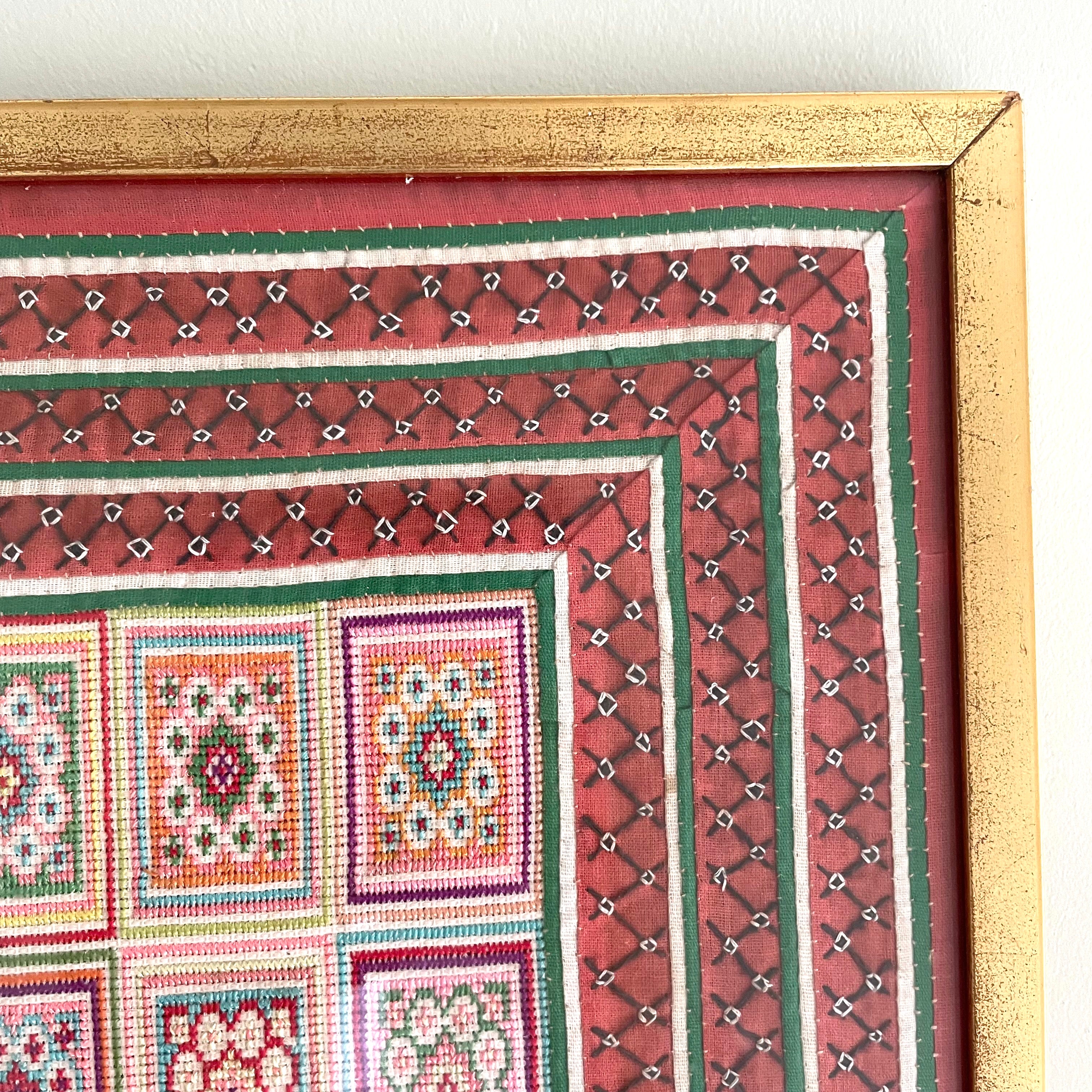 Vintage framed embroidery sampler - Moppet