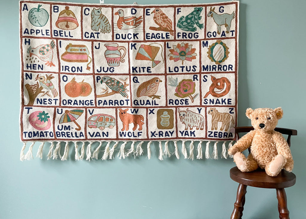 Handmade alphabet ABC crewel wall hanging tapestry |  Tarsar - Moppet