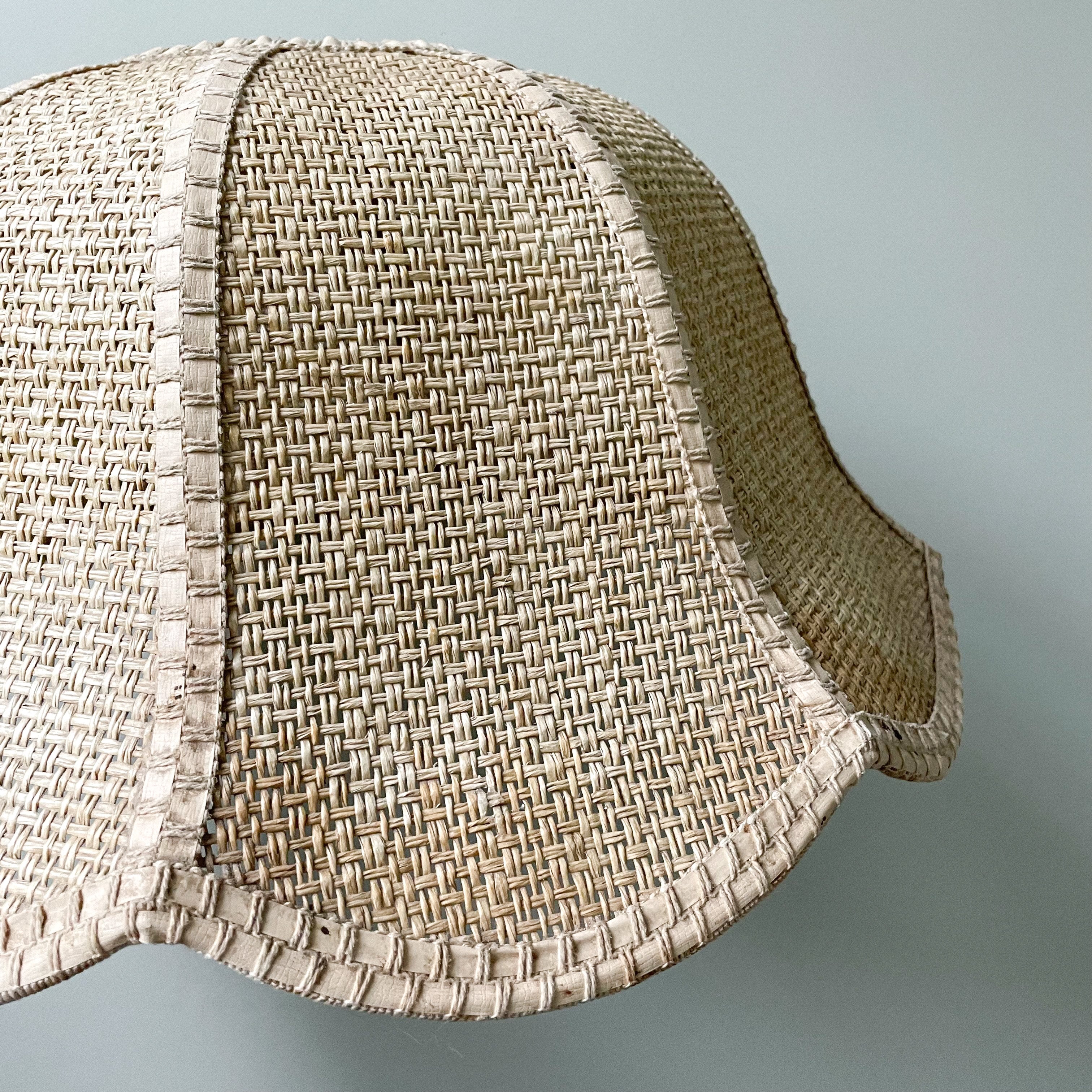 Vintage woven rattan wicker ceiling shade in scalloped petal/tulip/flower shape - Moppet
