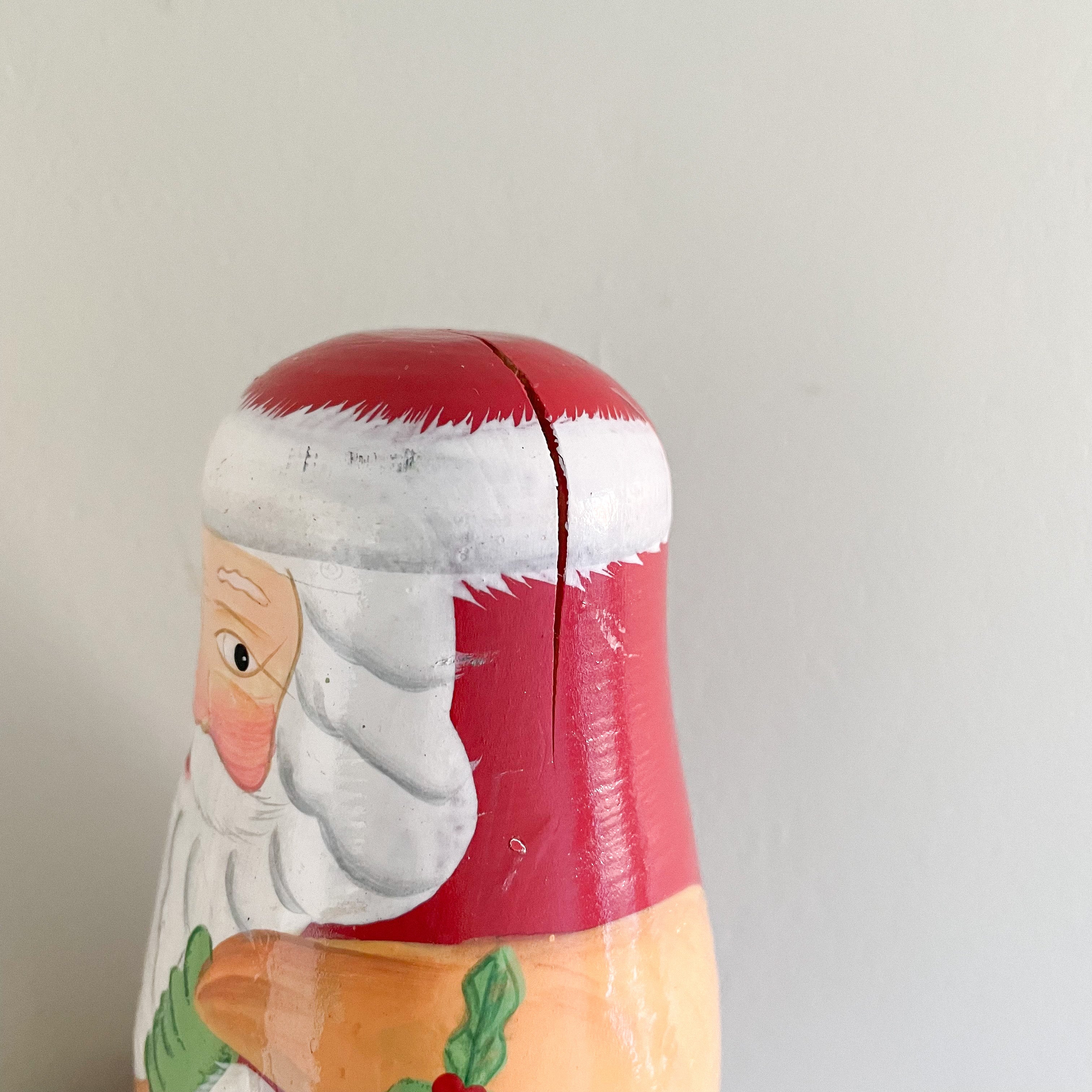 Vintage wooden Father Christmas Santa nesting Russian Matryoshka dolls - Moppet