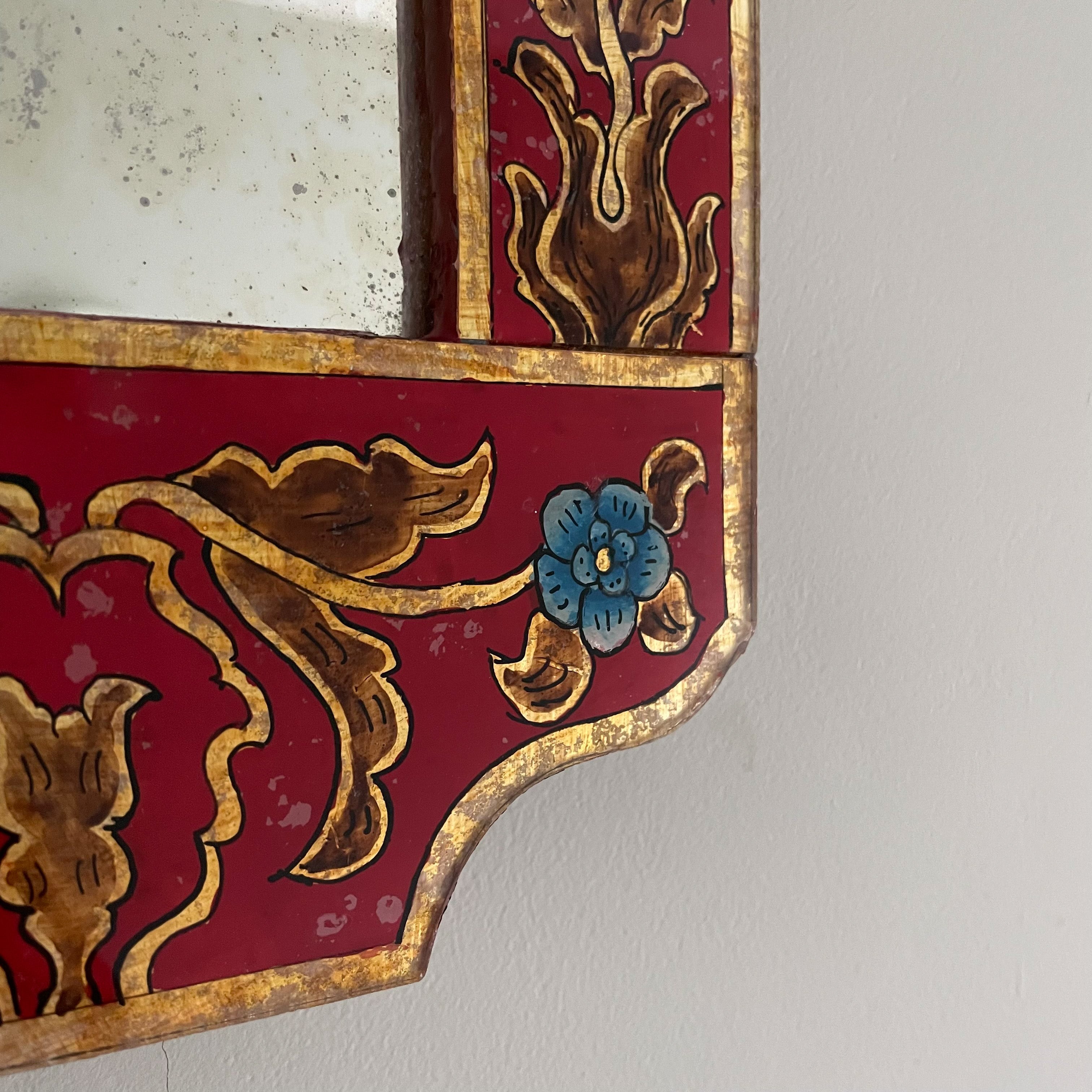 Vintage hand-painted floral Persian mirror - Moppet