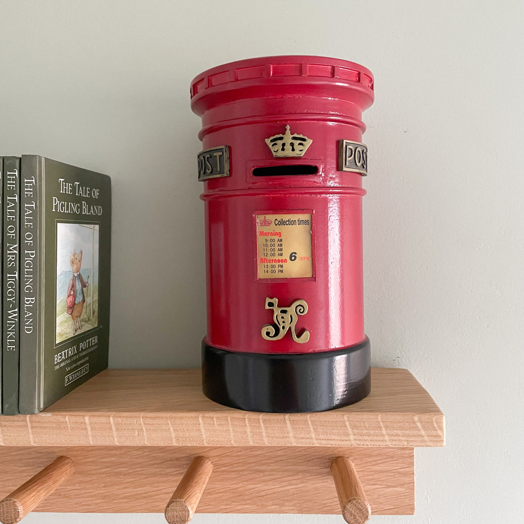 Vintage wooden red post box money box - Moppet
