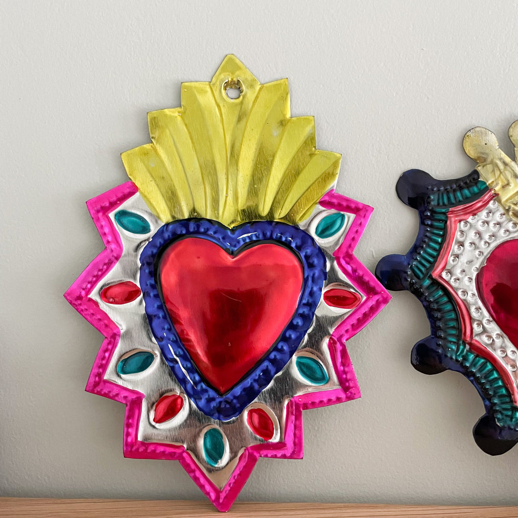 Handmade Mexican Folk Art Tin Heart Milagro - Moppet