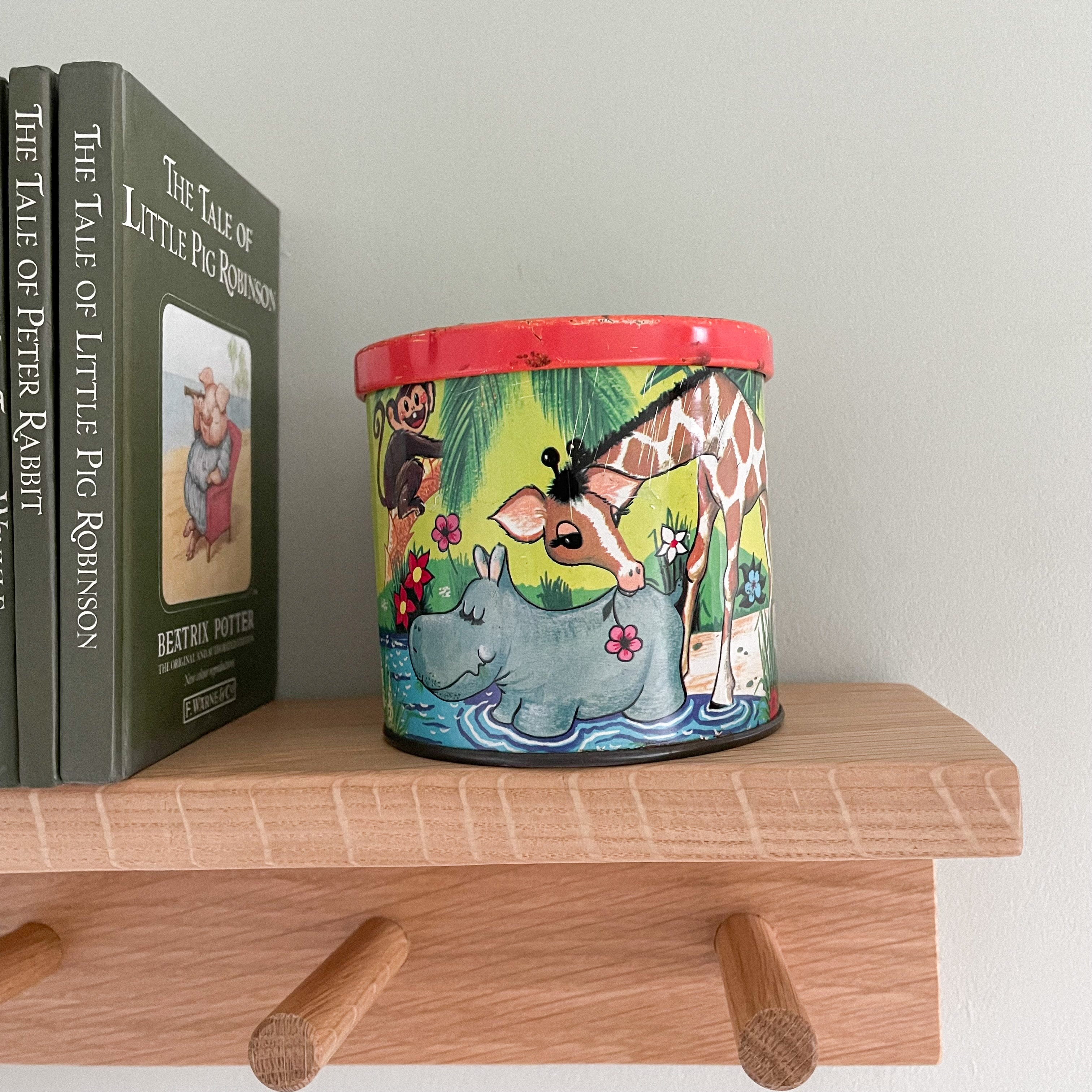 Vintage 1960s children’s tin with safari animals, by Blue Bird Toffee - Moppet