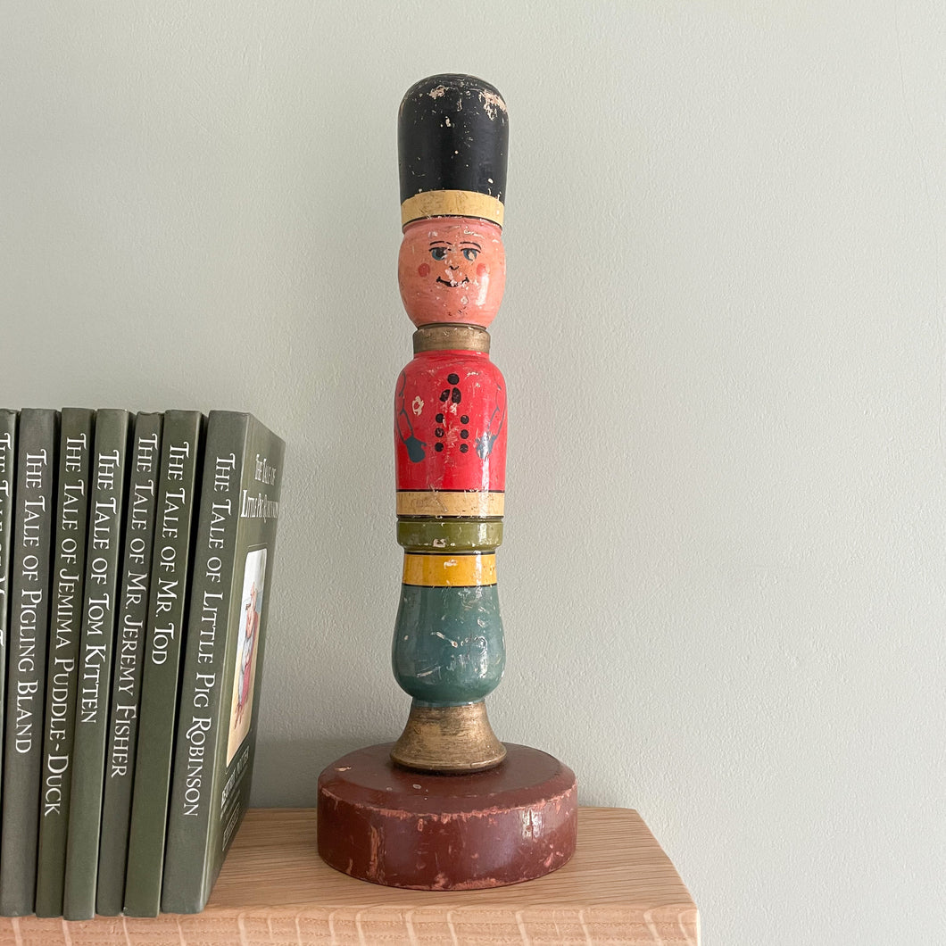 Vintage wooden toy soldier, hand carved and hand painted - Moppet