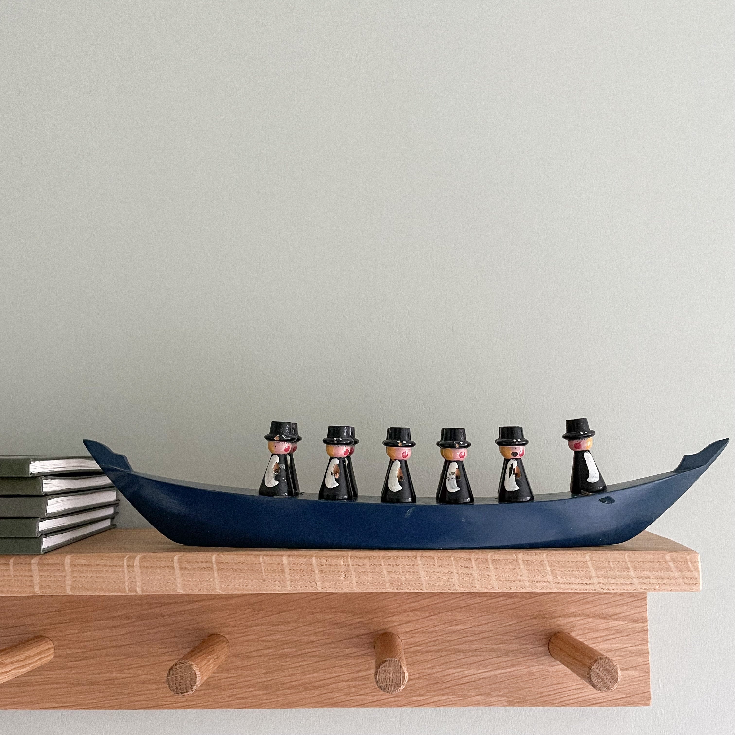 Vintage Swedish folk art long boat - Moppet