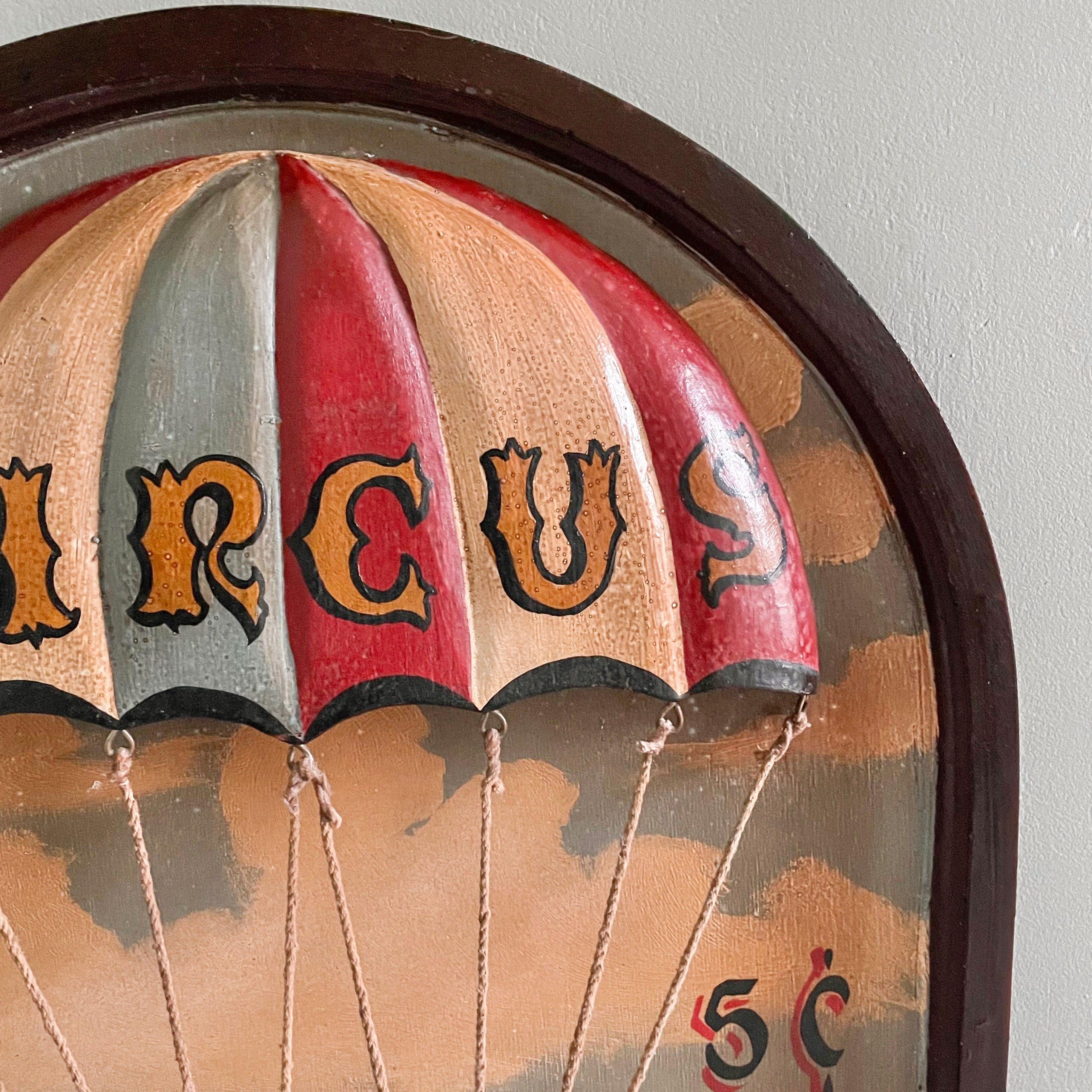Vintage wooden children's circus sign with clown - Moppet