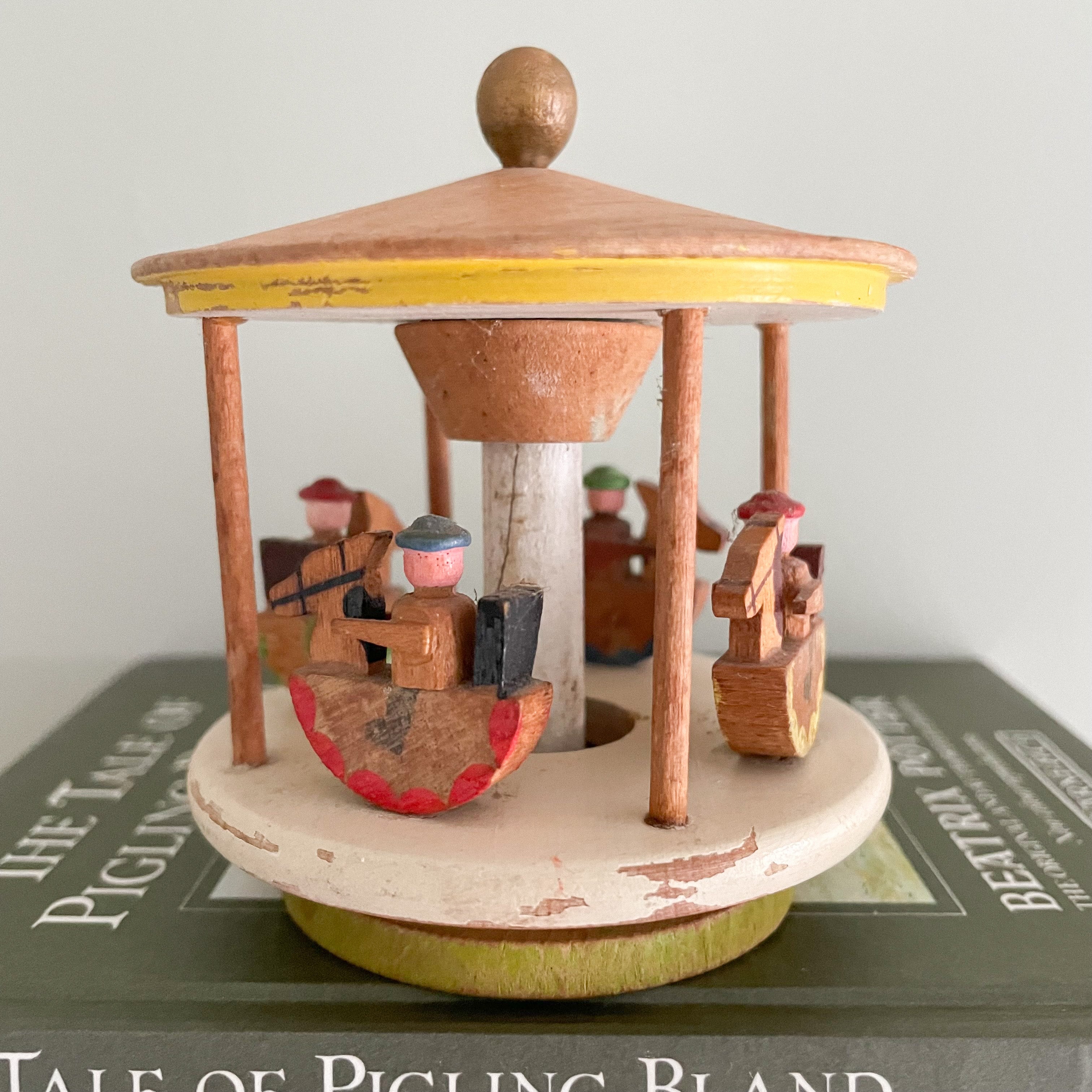 Vintage wooden carousel or merry-go-round, made in the GDR - Moppet