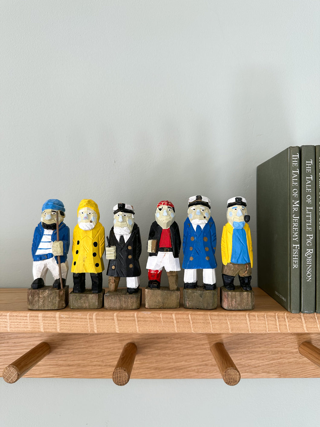 Vintage hand-painted and carved folk art wooden sailors / fishermen / ship crew, sold separately - Moppet