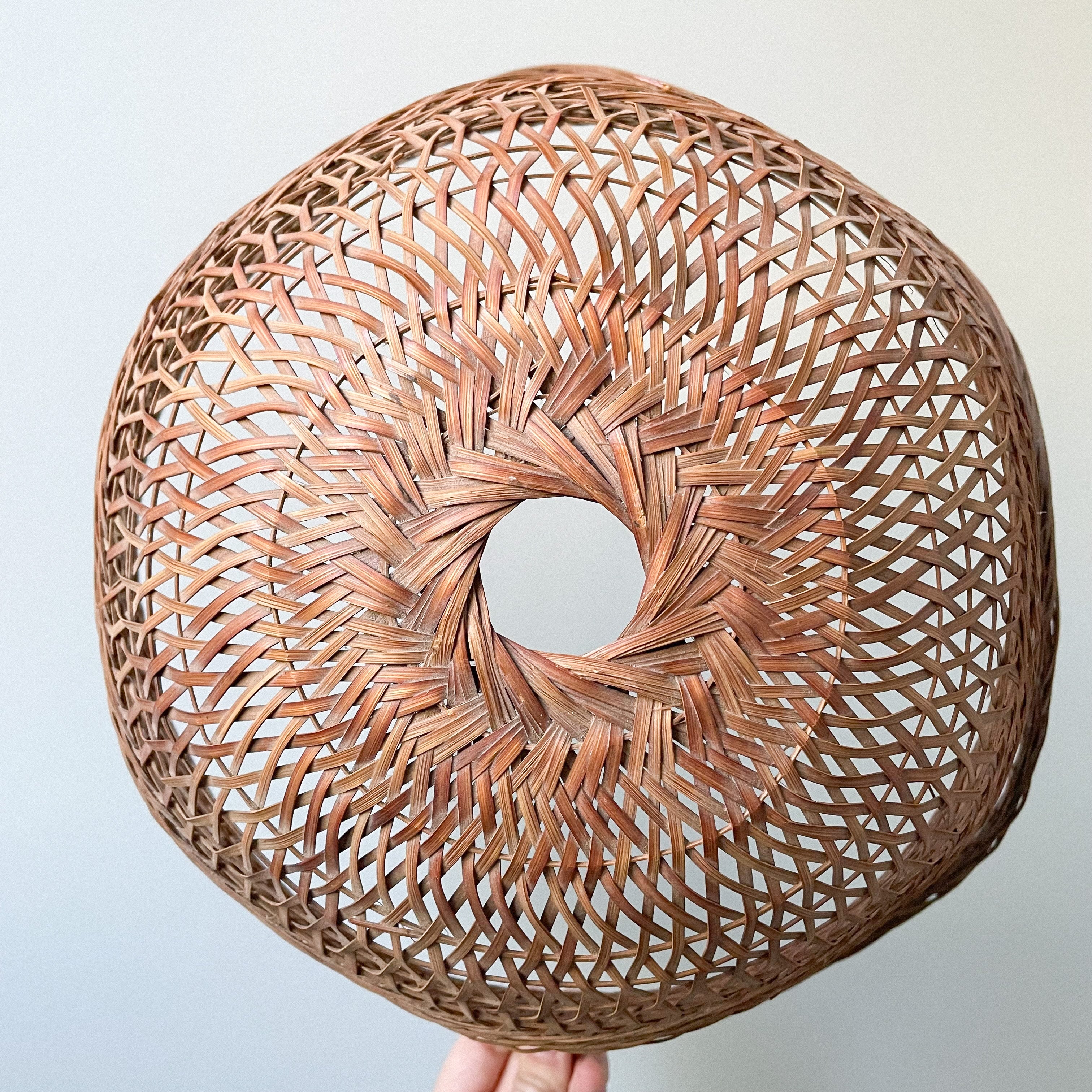 Vintage woven rattan wicker ceiling shade with a wavy edge - Moppet