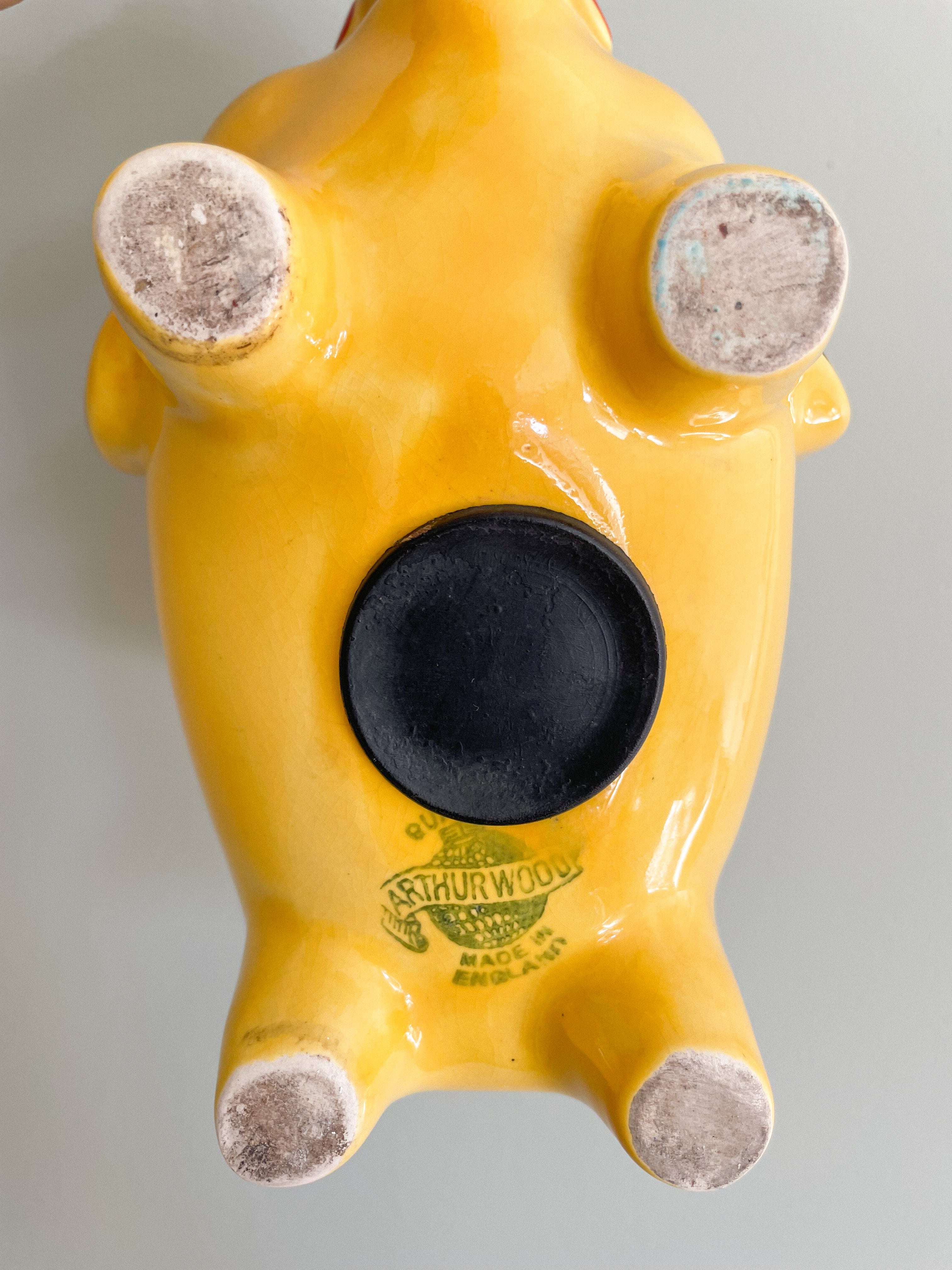 Vintage ceramic elephant piggy bank or money box in yellow, by Arthur Wood, made in Britain - Moppet