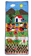 Load image into Gallery viewer, Handmade Peruvian quilted wall hanging arpillera tapestry | harvest - Moppet

