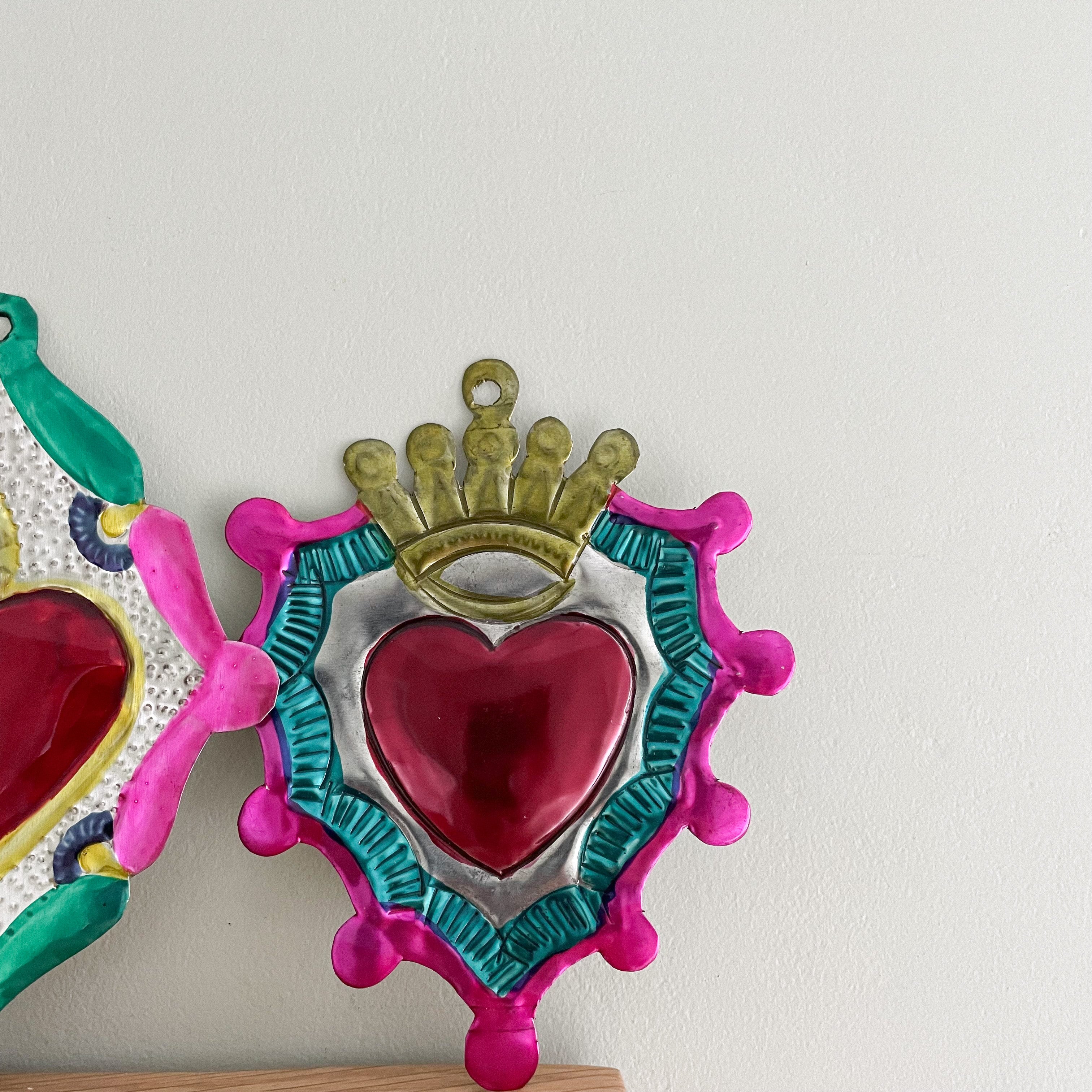 Handmade Mexican Folk Art Tin Heart Milagro - Moppet