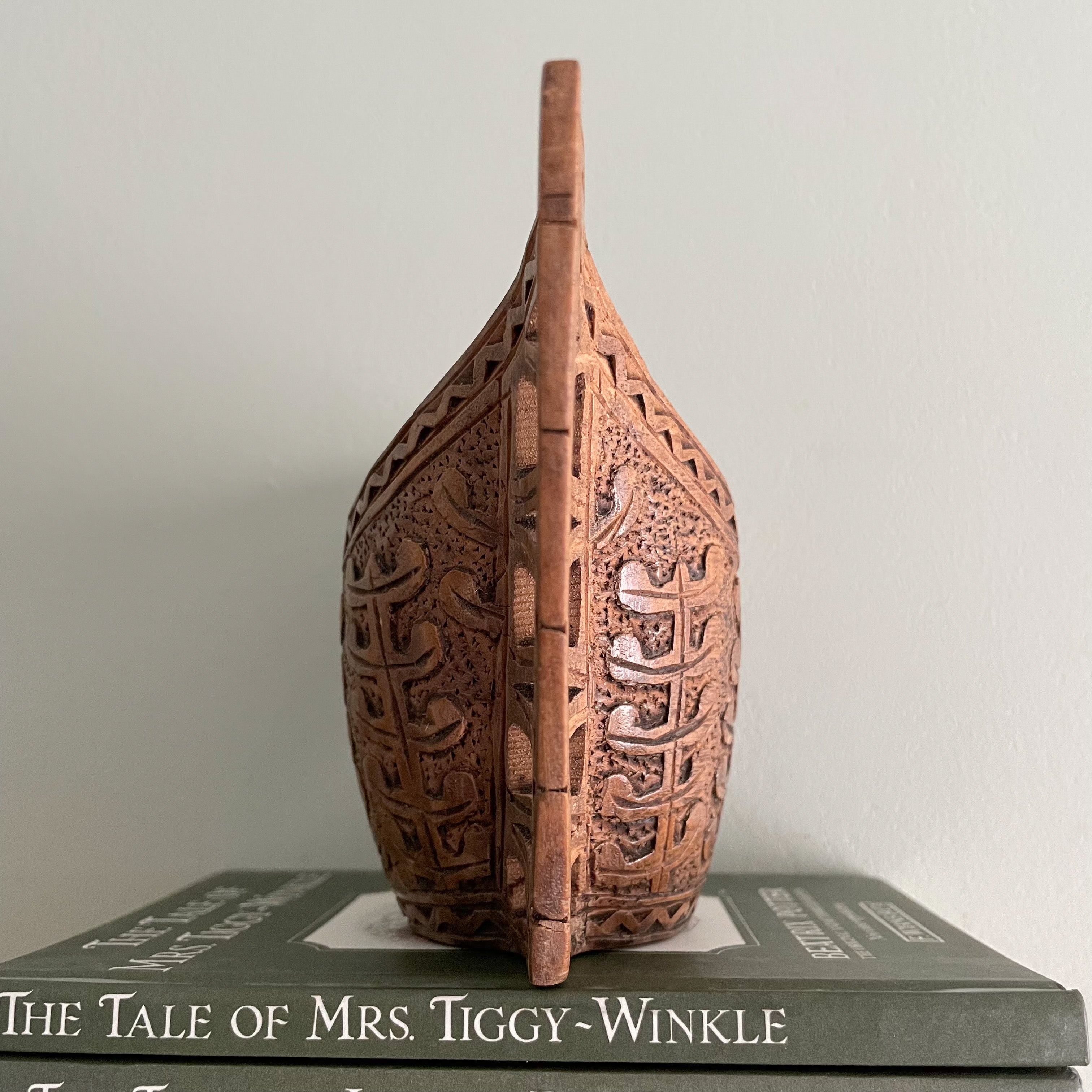 Vintage Scandinavian Kuska cup hand carved with a stylised acanthus design - Moppet