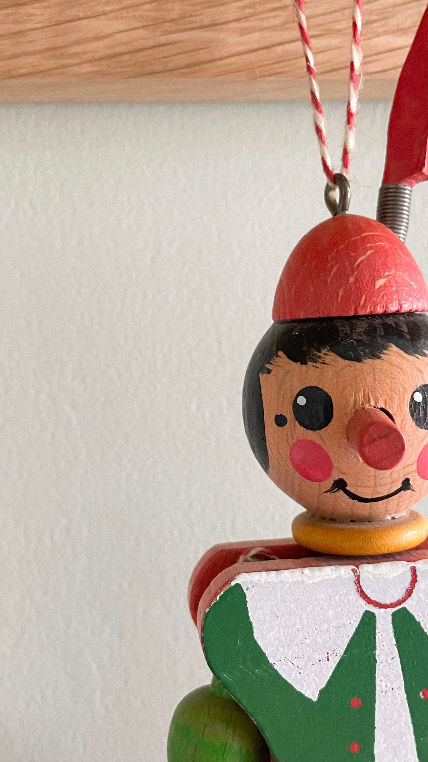 Vintage wooden Italian little boy jumping-jack pull toy by Sevi 1831 - Moppet